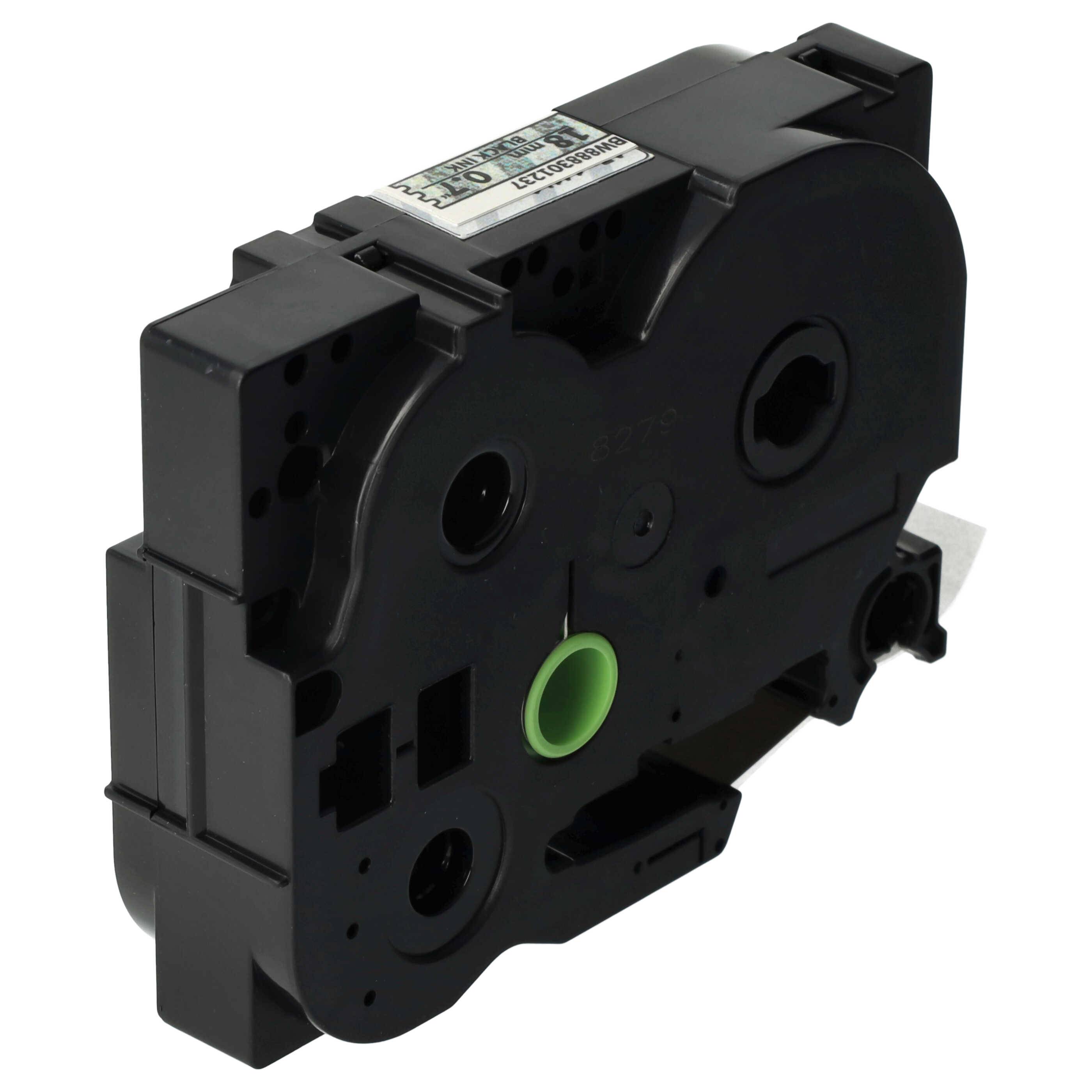 vhbw 1x Schriftband-Kassette kompatibel mit Brother PT H 500 Li, P 700 Etiketten-Drucker 8m x 18mm Schwarz auf Transparent (Glitter), Laminiert