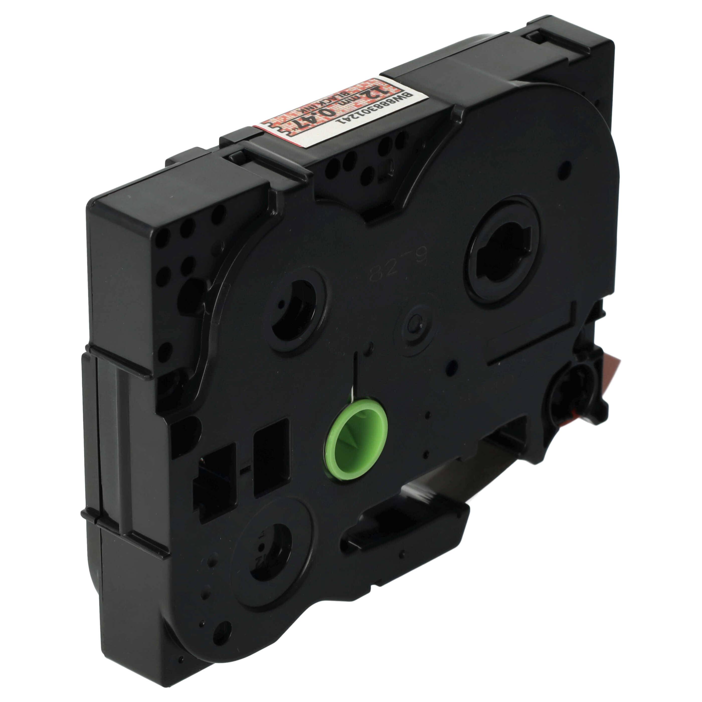 vhbw Schriftband-Kassette kompatibel mit Brother PT 2100, 2030, 2030AD, 2030VP, 210 Etiketten-Drucker 8m x 12mm Schwarz auf Rot (Glitter), Laminiert