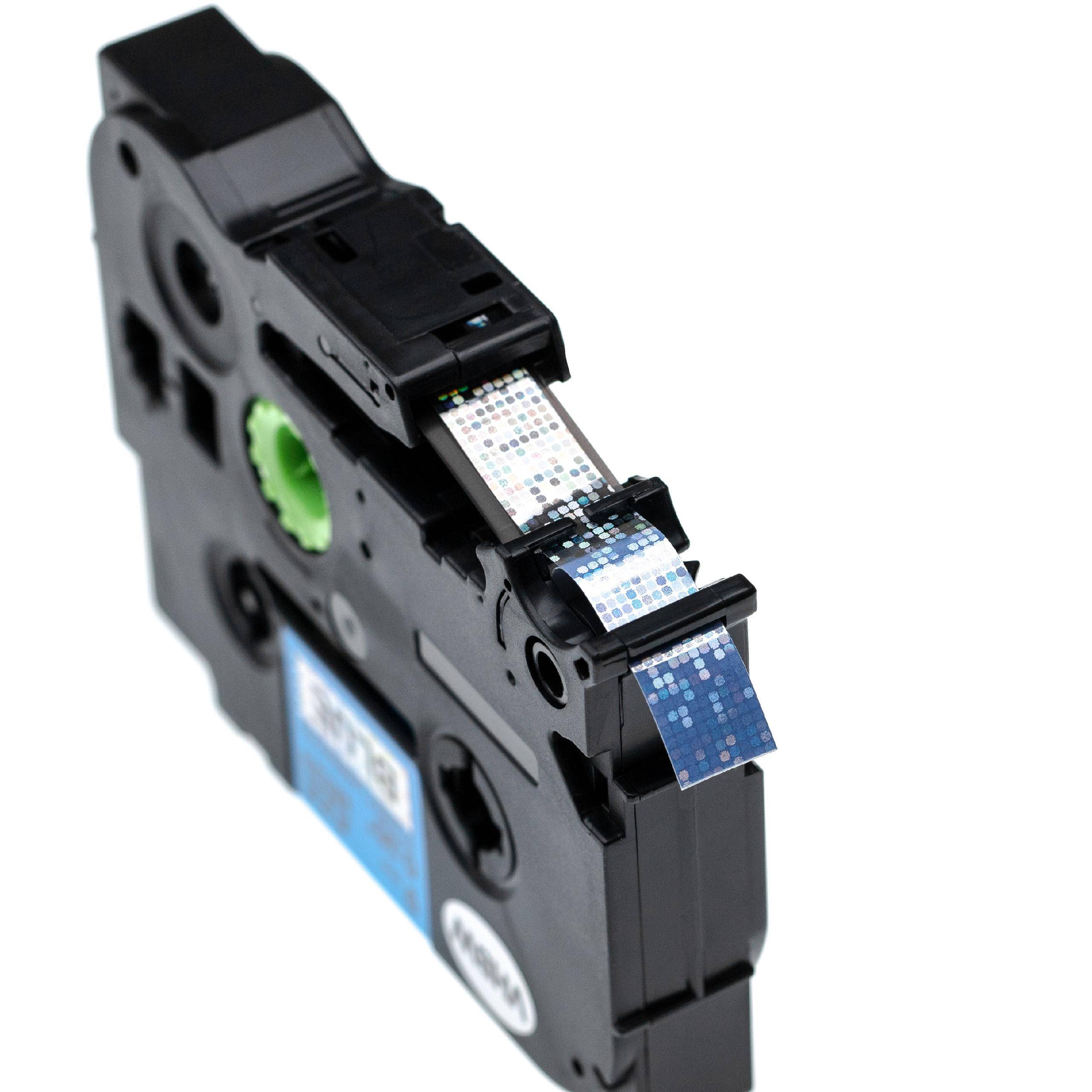 vhbw Schriftband-Kassette Ersatz für Brother 521L1 für Etiketten-Drucker 9mm Schwarz auf Blau (Glitter)