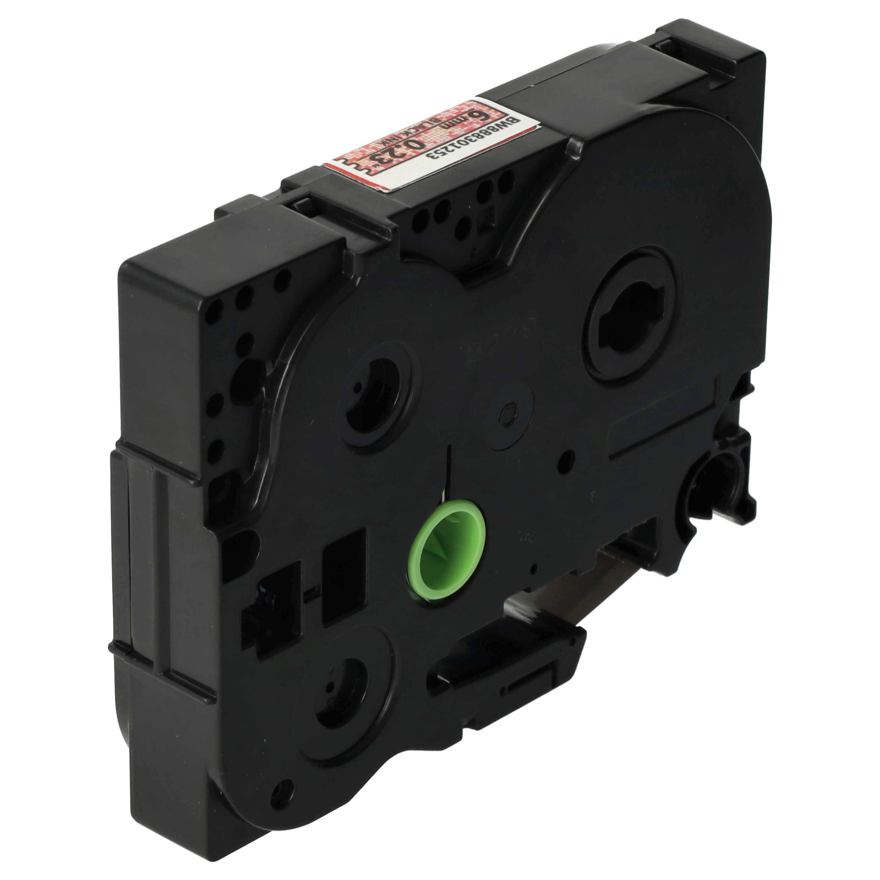 vhbw Schriftband-Kassette Ersatz für Brother TZE-411L1 für Etiketten-Drucker 8m x 6mm Schwarz auf Rot (Glitter), Laminiert