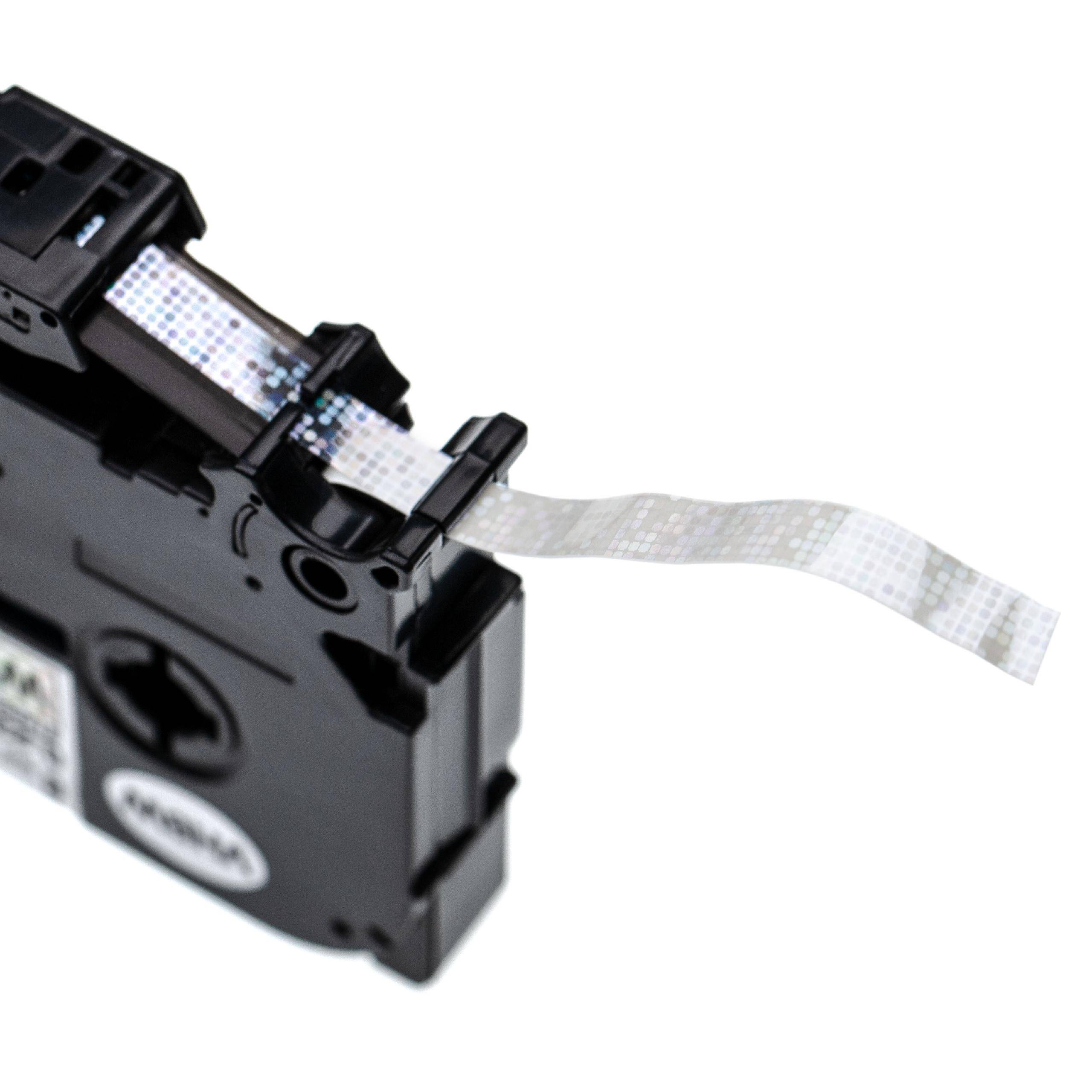 vhbw Schriftband-Kassette kompatibel mit Brother P-Touch P700 Etiketten-Drucker 6mm Schwarz auf Weiss (Glitter)