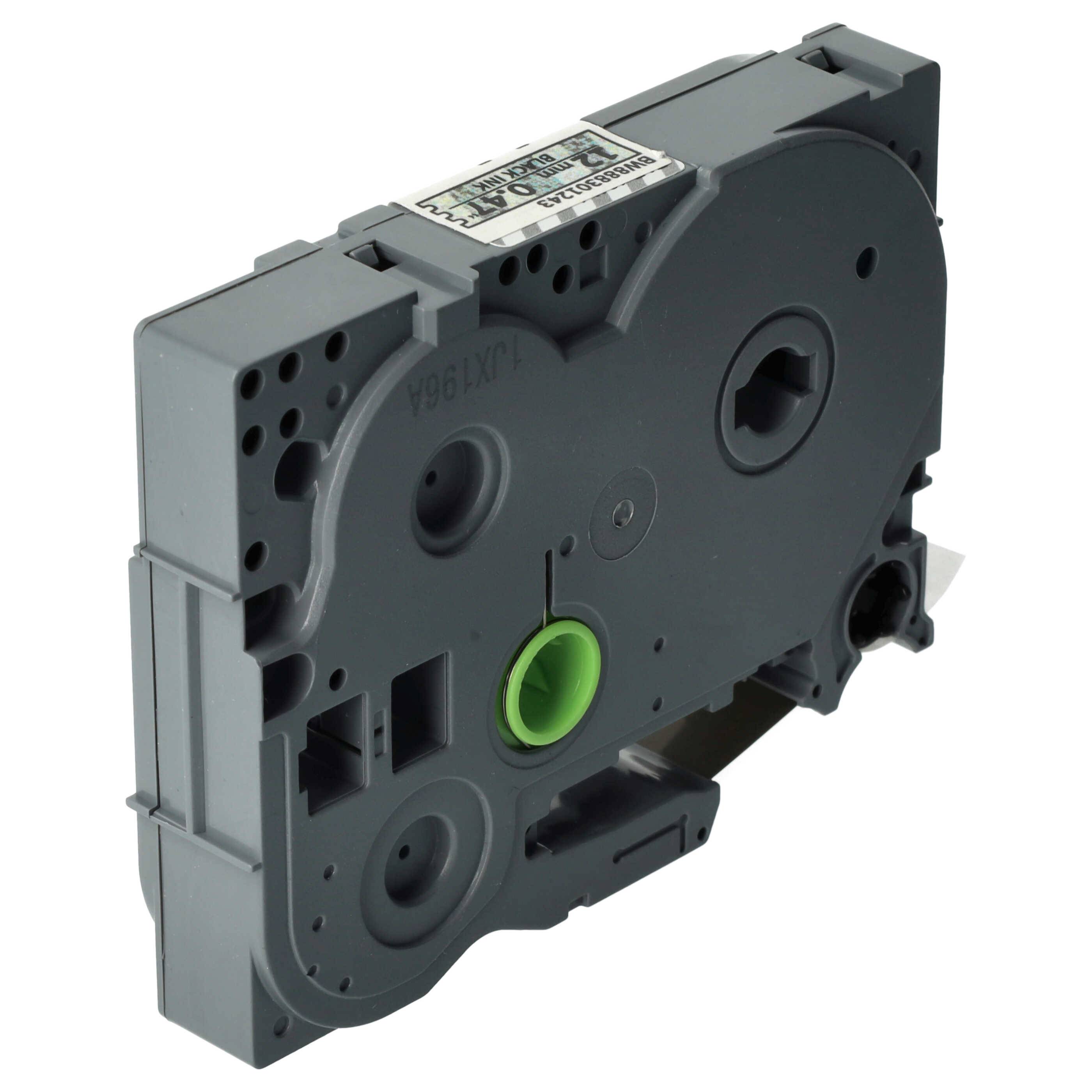 vhbw Schriftband-Kassette kompatibel mit Brother PT 300SP, 310B, 310, 320 Etiketten-Drucker 8m x 12mm Schwarz auf Transparent (Glitter), Laminiert