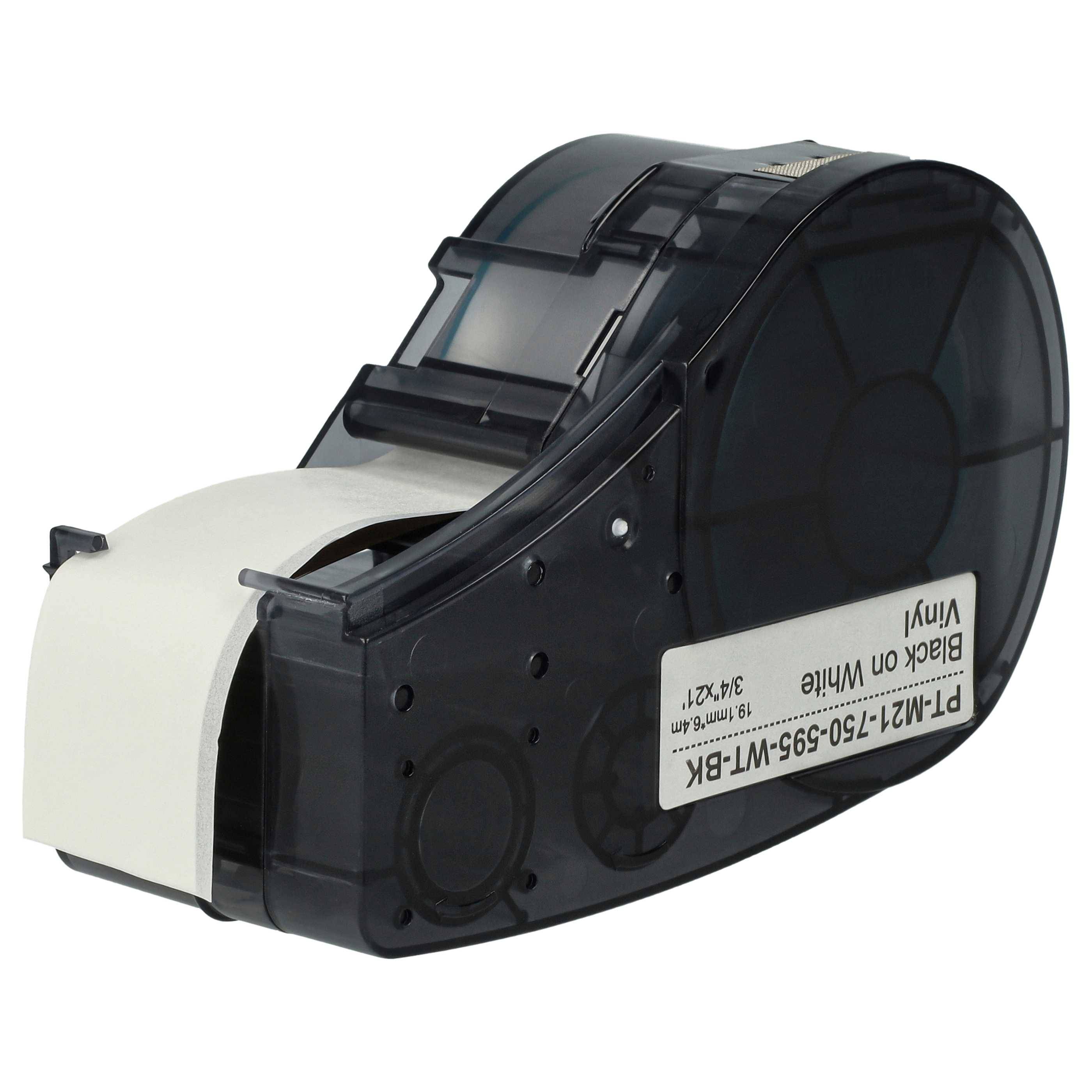 vhbw Schriftband-Kassette kompatibel mit Brady BMP21-LAB, IDPAL, M210, LABPAL, BMP21 Plus Etiketten-Drucker 6,4m x 19,05mm Schwarz auf Weiß, Vinyl