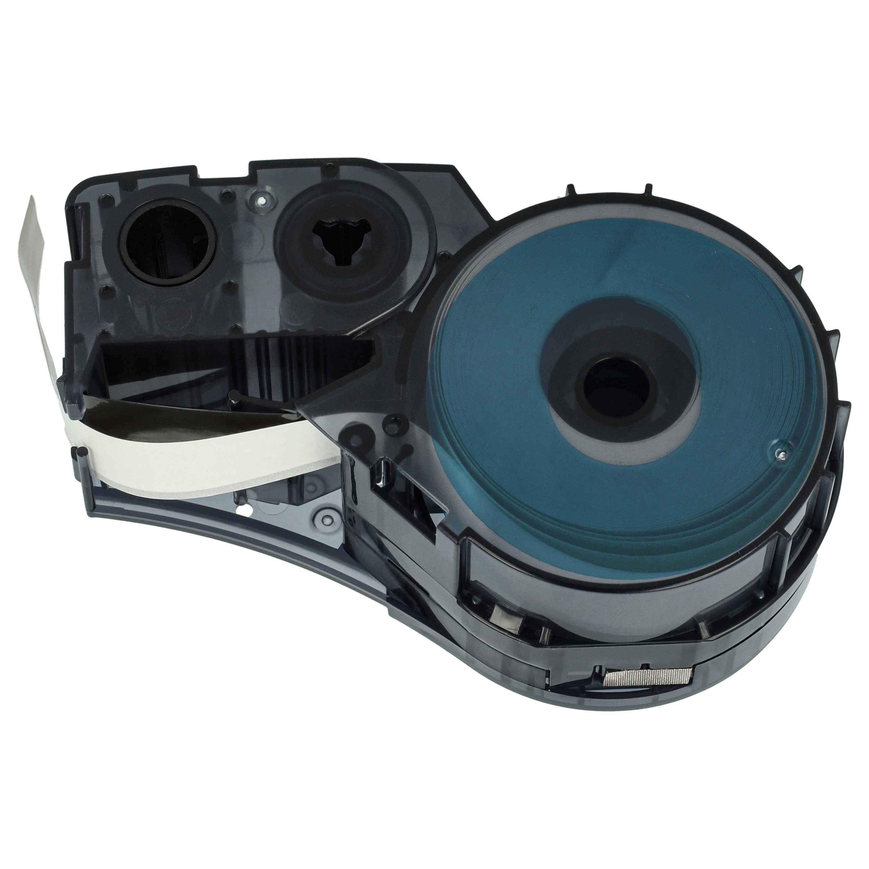 vhbw Schriftband-Kassette kompatibel mit Brady BMP21-LAB, IDPAL, M210, LABPAL, BMP21 Plus Etiketten-Drucker 6,4m x 12,7mm Schwarz auf Weiß, Vinyl