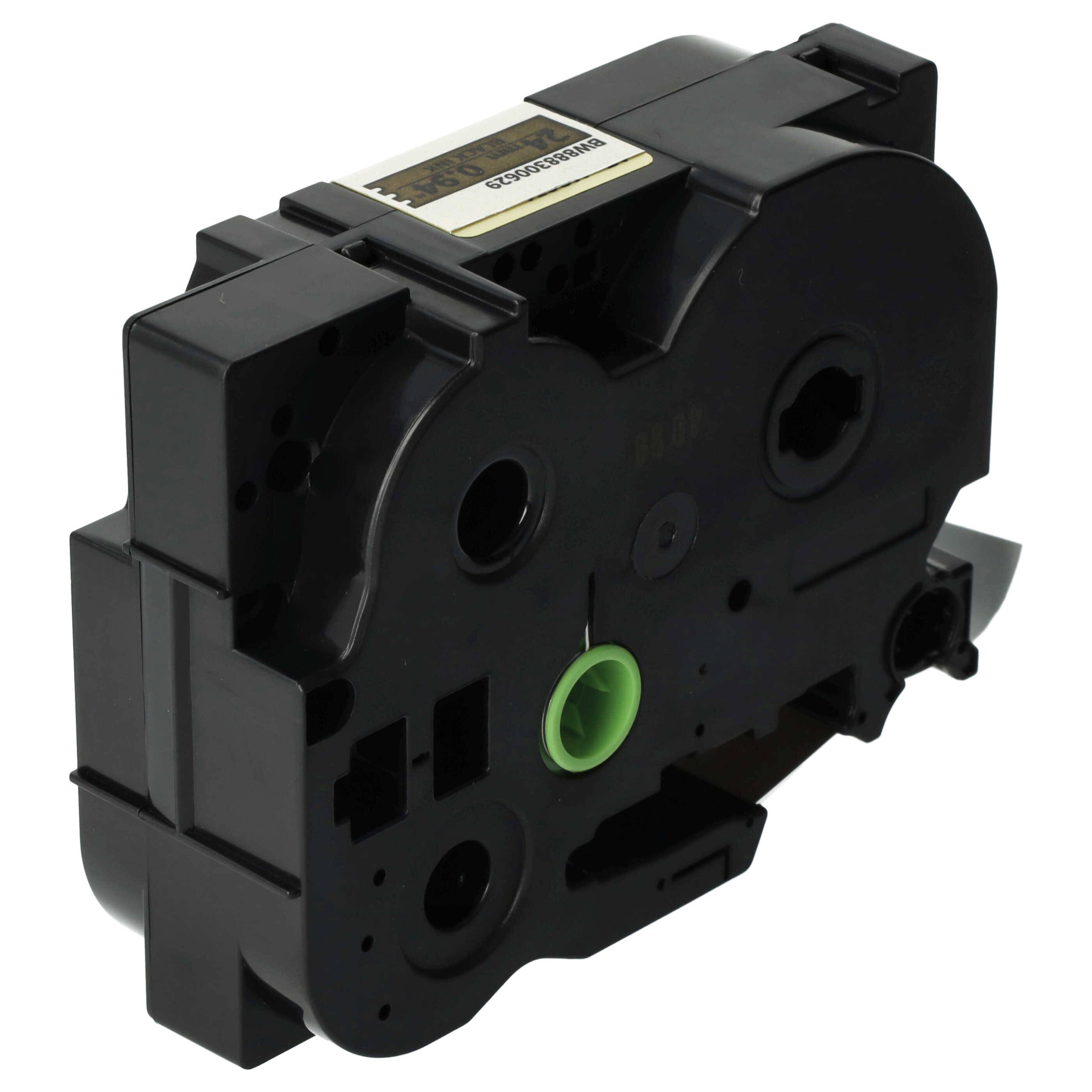 vhbw 1x Schriftband-Kassette kompatibel mit Brother PT D600VP, D800W, 2700VP, E550VP, E 500 VP, H 500 Etiketten-Drucker 24mm Schwarz auf Matt-Gold