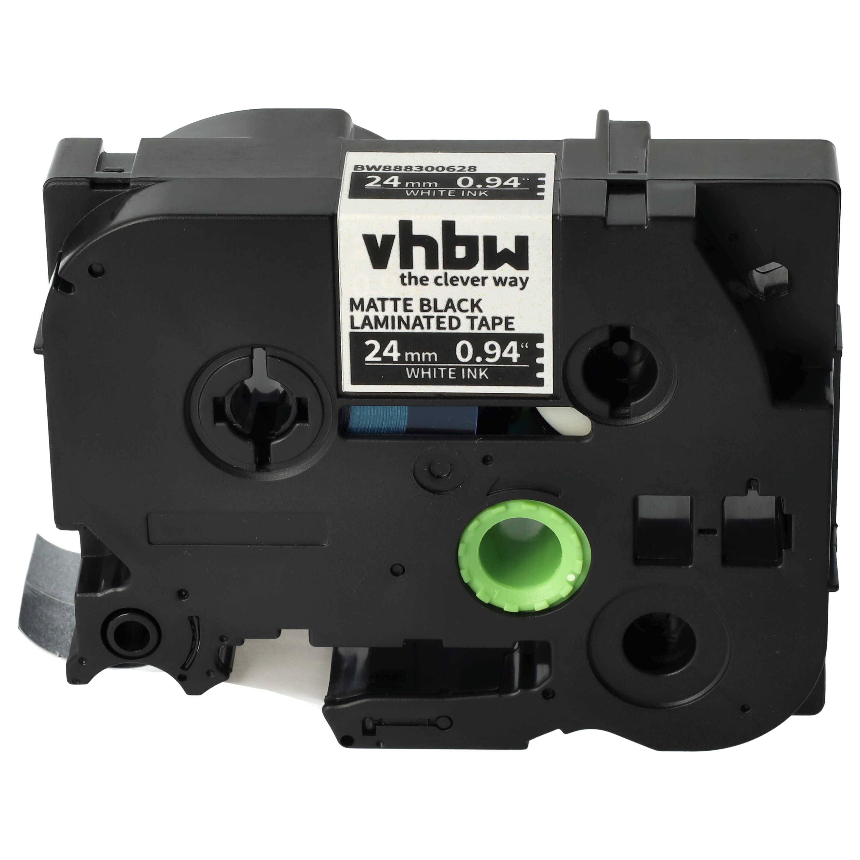 vhbw 1x Schriftband-Kassette Ersatz für Brother TZE-MQ355 für Etiketten-Drucker 24mm Weiß auf Matt-Schwarz