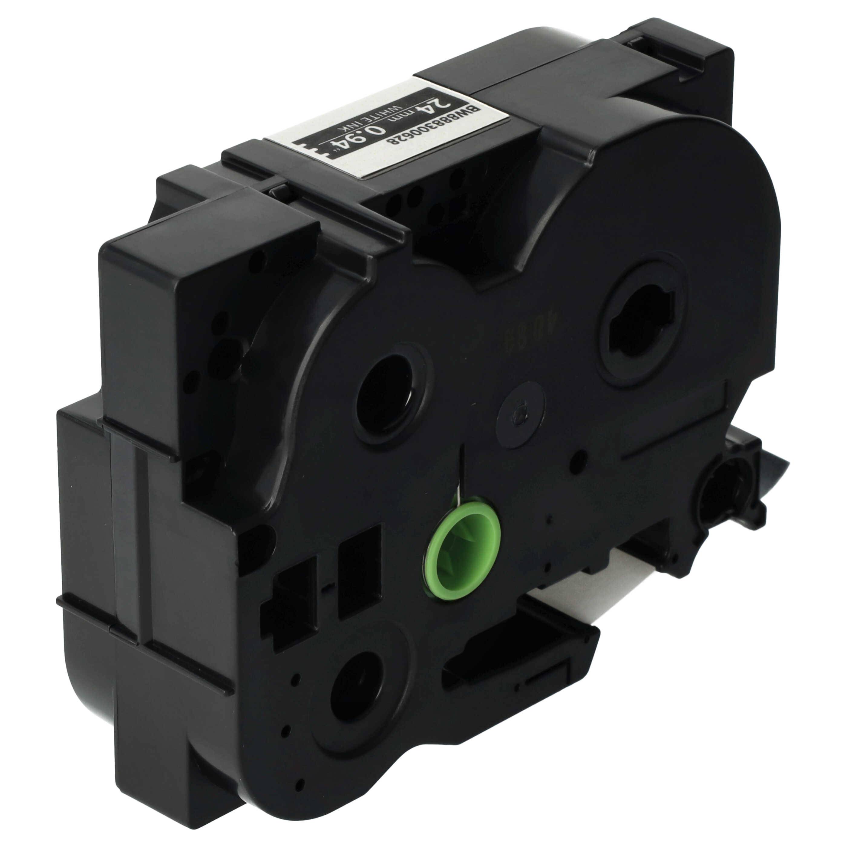 vhbw 1x Schriftband-Kassette kompatibel mit Brother PT 2400 E, 2450, 2400, 2420 PC, 2430 PC, 2450 CC Etiketten-Drucker 24mm Weiß auf Matt-Schwarz