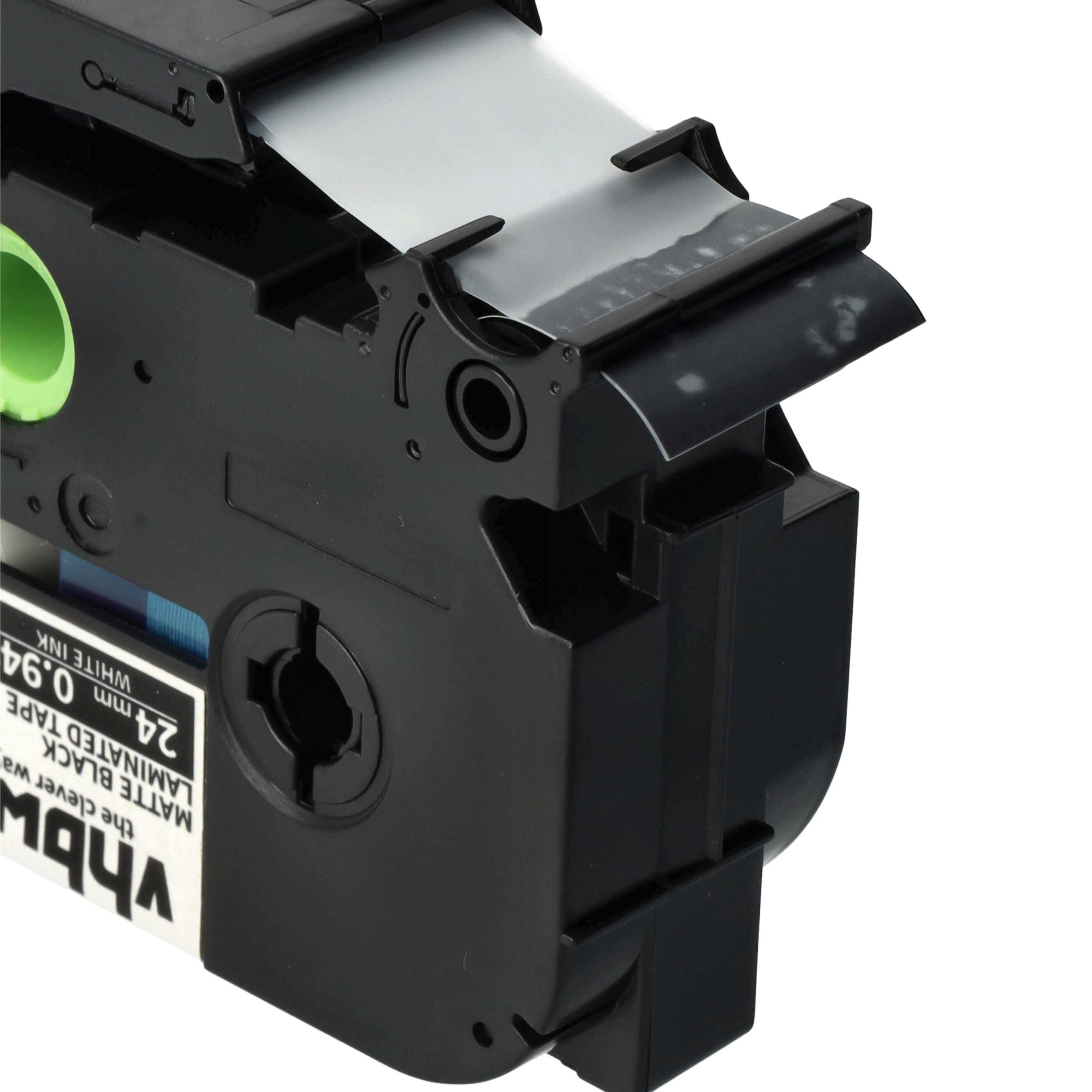 vhbw 1x Schriftband-Kassette kompatibel mit Brother PT H 500 Li, P 700, RL 700 S, P900W, P950NW, P750W Etiketten-Drucker 24mm Weiß auf Matt-Schwarz