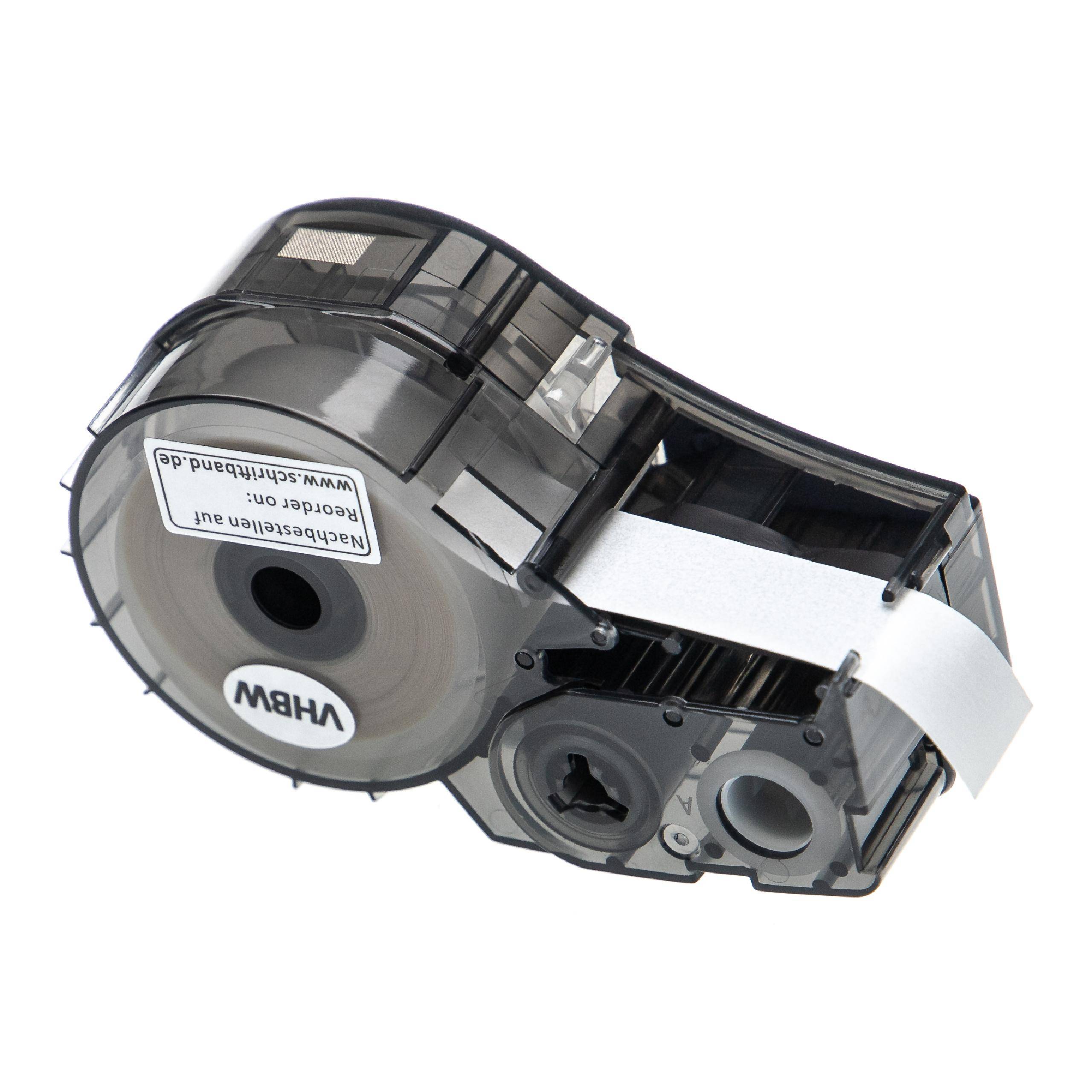 vhbw Schriftband-Kassette kompatibel mit Brady BMP21-LAB, BMP21-PLUS, BMP21 Etiketten-Drucker 6,4m x 12,7mm Schwarz auf Transparent, Polyester