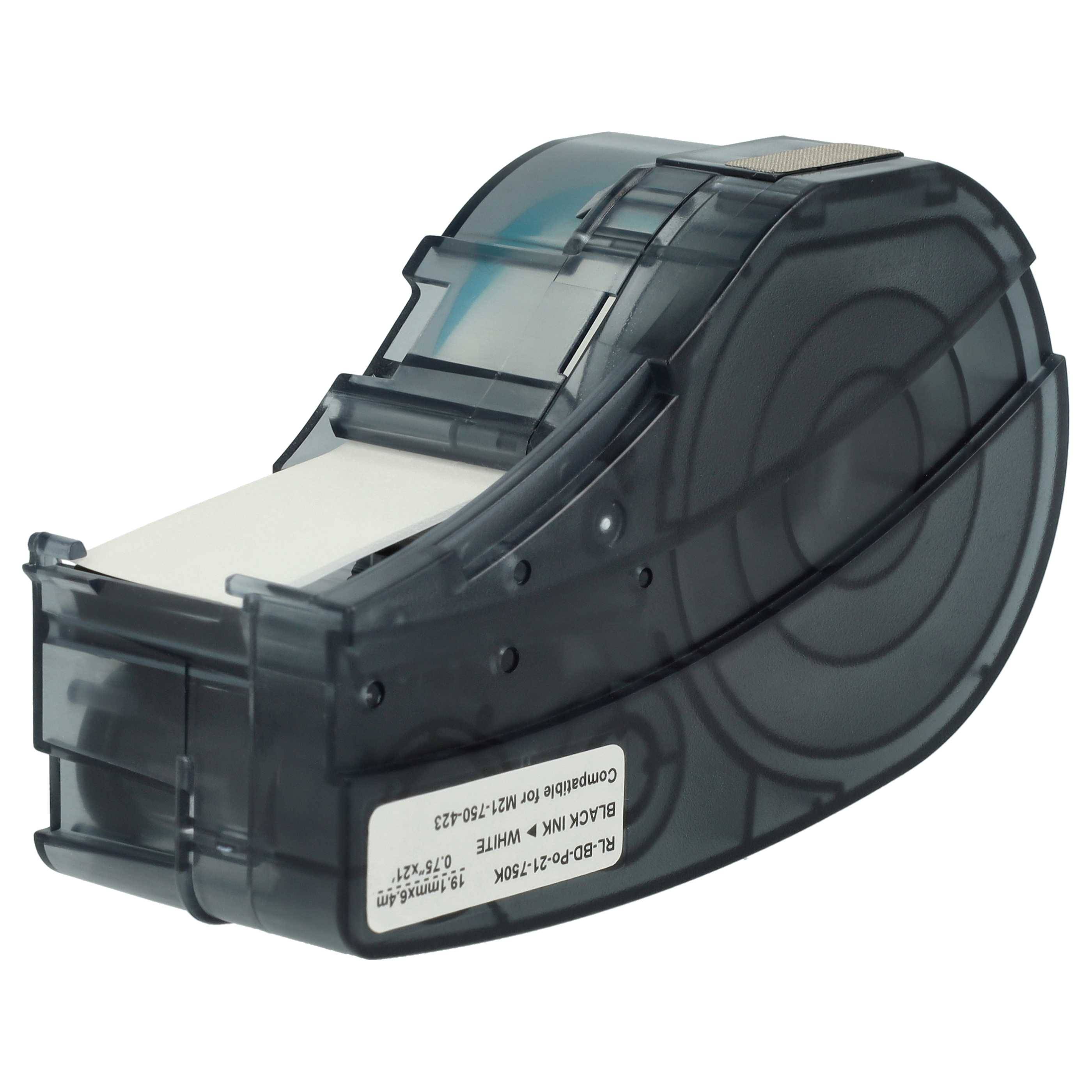 vhbw Schriftband-Kassette kompatibel mit Brady M210, M210-LAB, M211, LABPAL Etiketten-Drucker 6,4m x 19,05mm Schwarz auf Weiß, Polyester