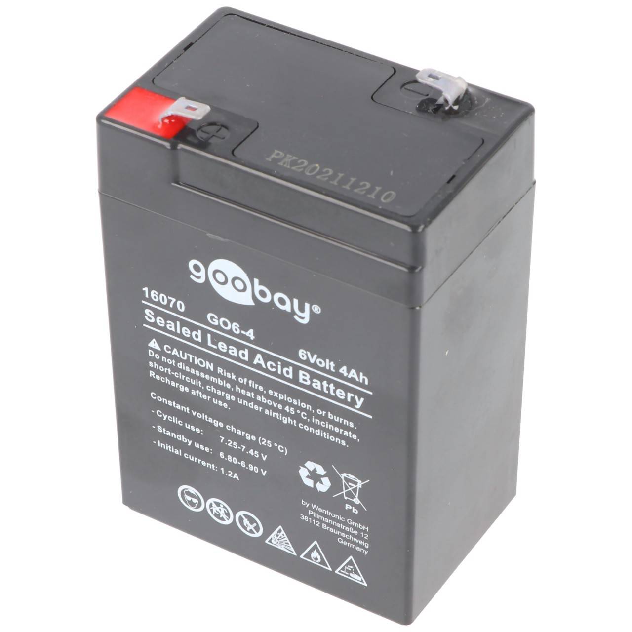 Goobay GO6-4 (4000 mAh, 6 V) - Faston (4,8 mm) Bleiakku, BattG