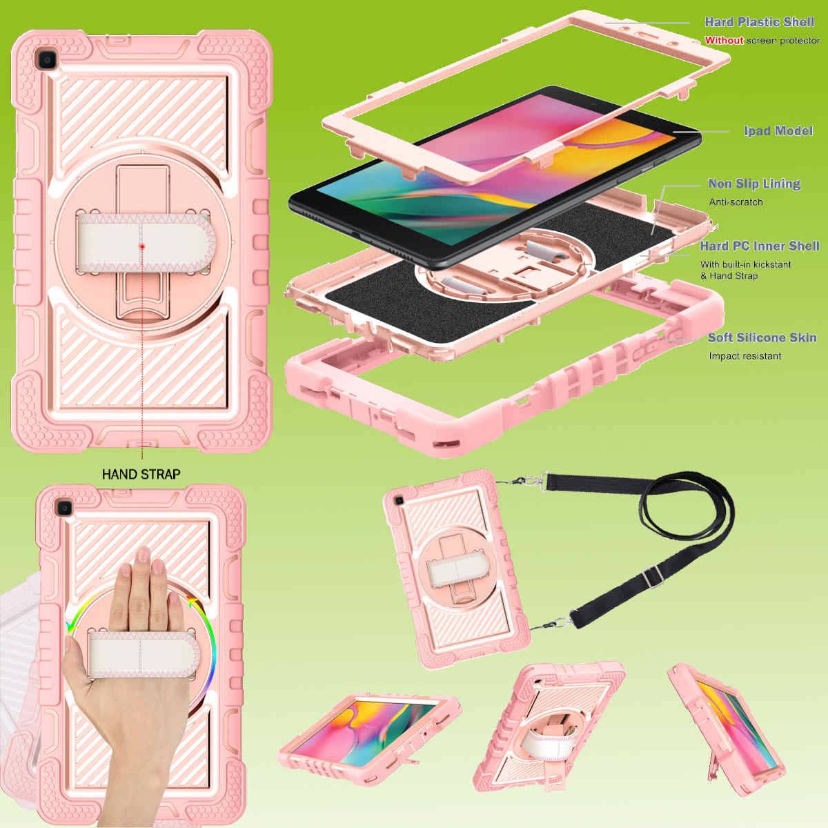 Für Tablet Modelle aufstellbare Outdoor Hybrid 360 Grad mit Halte-Schlaufe Tablet Tasche Etuis Cover Case Schutz Robust Neu