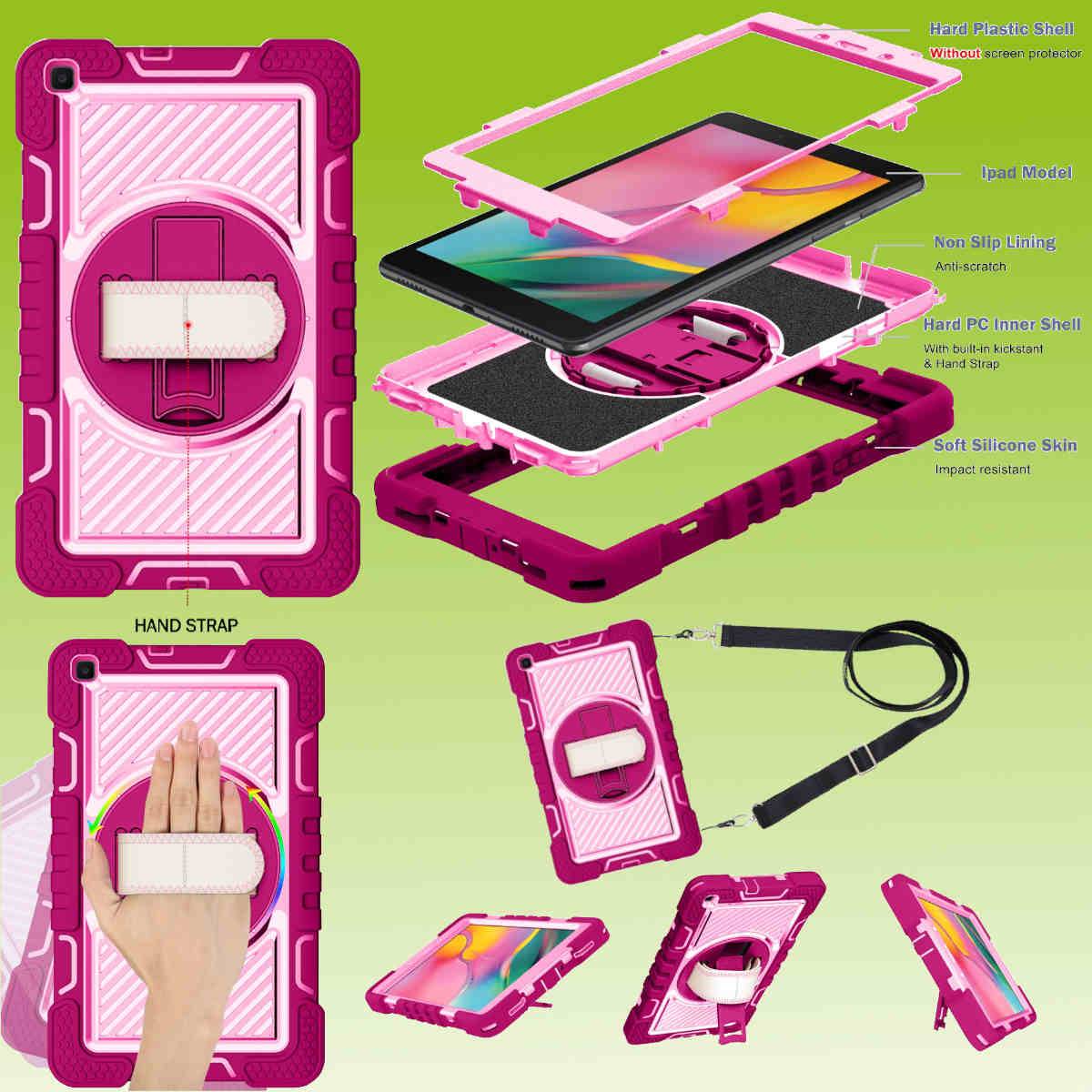 Für Tablet Modelle aufstellbare Outdoor Hybrid 360 Grad mit Halte-Schlaufe Tablet Tasche Etuis Cover Case Schutz Robust Neu