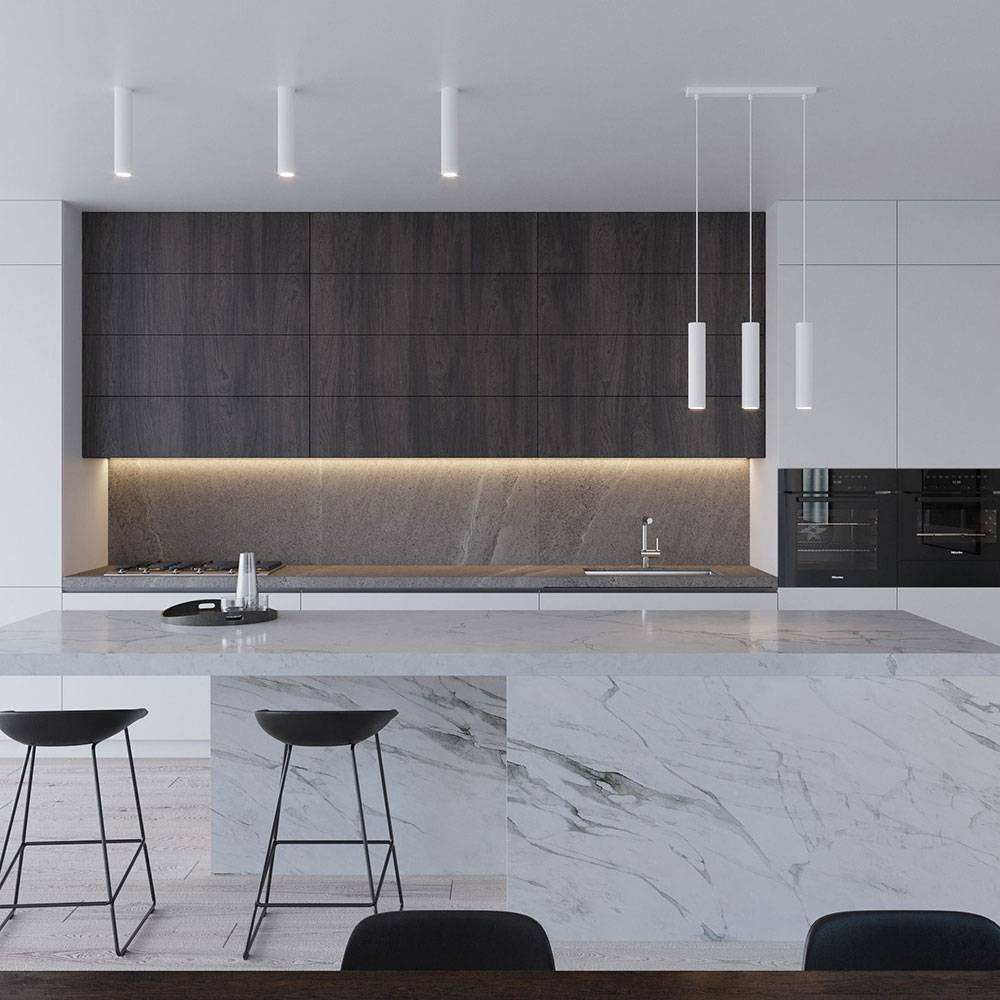 Pendelleuchte weiß Metall Hängeleuchte Zylinder Hängelampe Modern für Ihr Wohnzimmer, aus Stahl, 1x GU10, DxH 8x130 cm