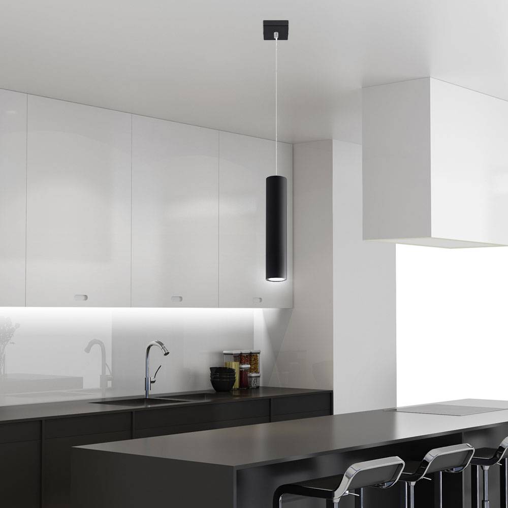 Pendelleuchte schwarz Metall Hängeleuchte schwarz Zylinder Hängelampe schwarz Modern, dimmbar Fernbedienung, 1x RGB LED 3,5W 290Lm warmweiß, DxH 8x