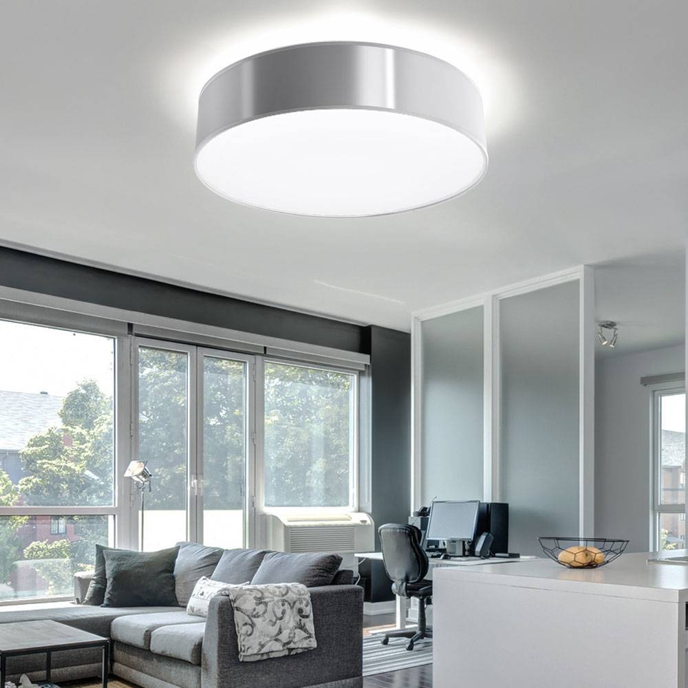 Deckenlampe PVC Stahl Lampen Wohnzimmer Decke schwarz Deckenlampe rund, Deckenspot rund, 3x E27, LxBxH: 45x45x12 cm