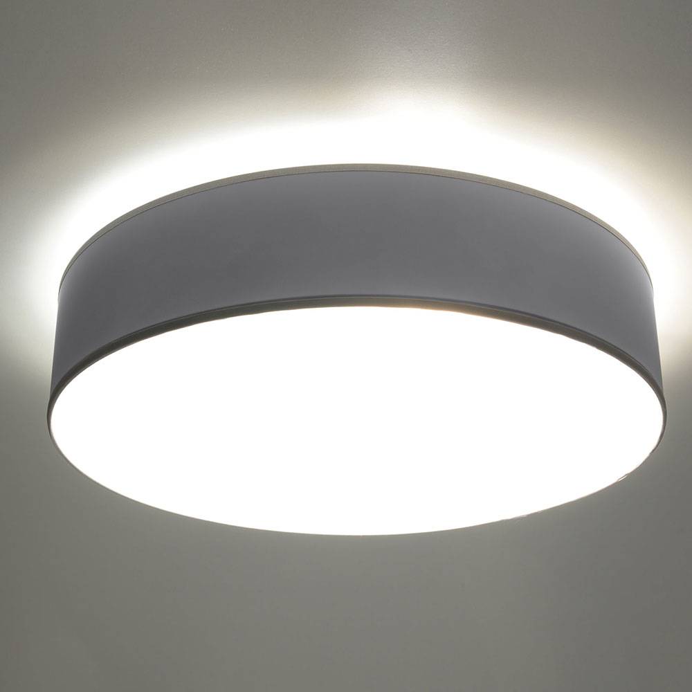Deckenlampe PVC Stahl Lampen Wohnzimmer Decke schwarz Deckenlampe rund, Deckenspot rund, 3x E27, LxBxH: 45x45x12 cm