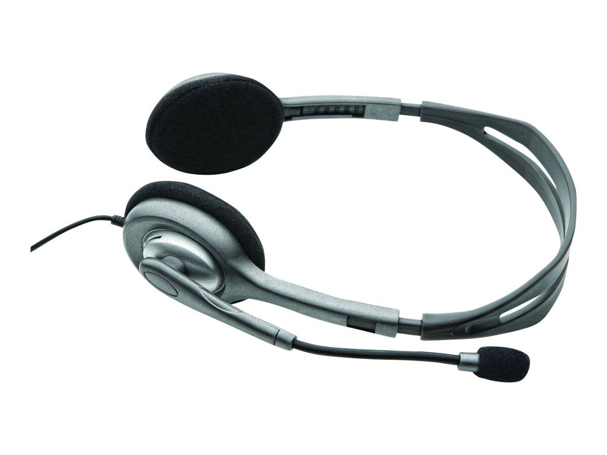 Logitech H110 On Ear Headset kabelgebunden Stereo Grau Mikrofon-Rauschunterdrückung Computer