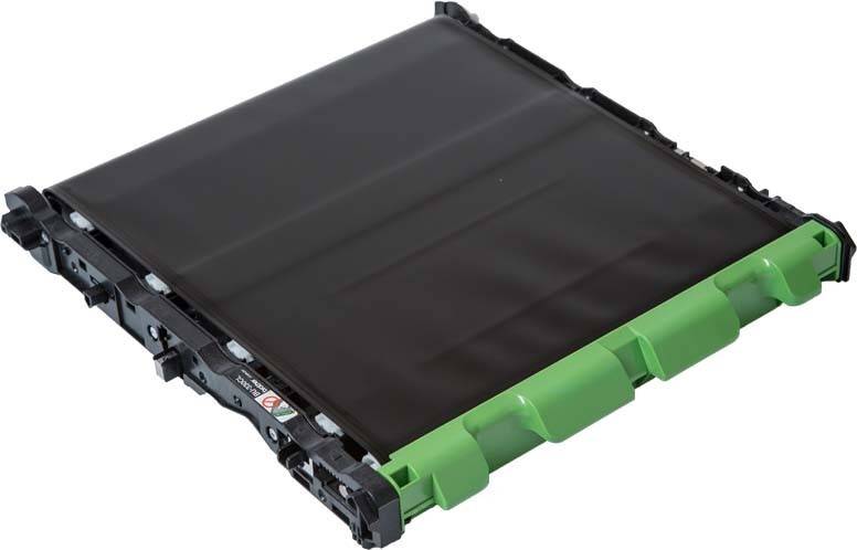 Schwarze und grüne Trommeleinheit für einen Drucker mit sichtbaren Anschlüssen an einem Ende.