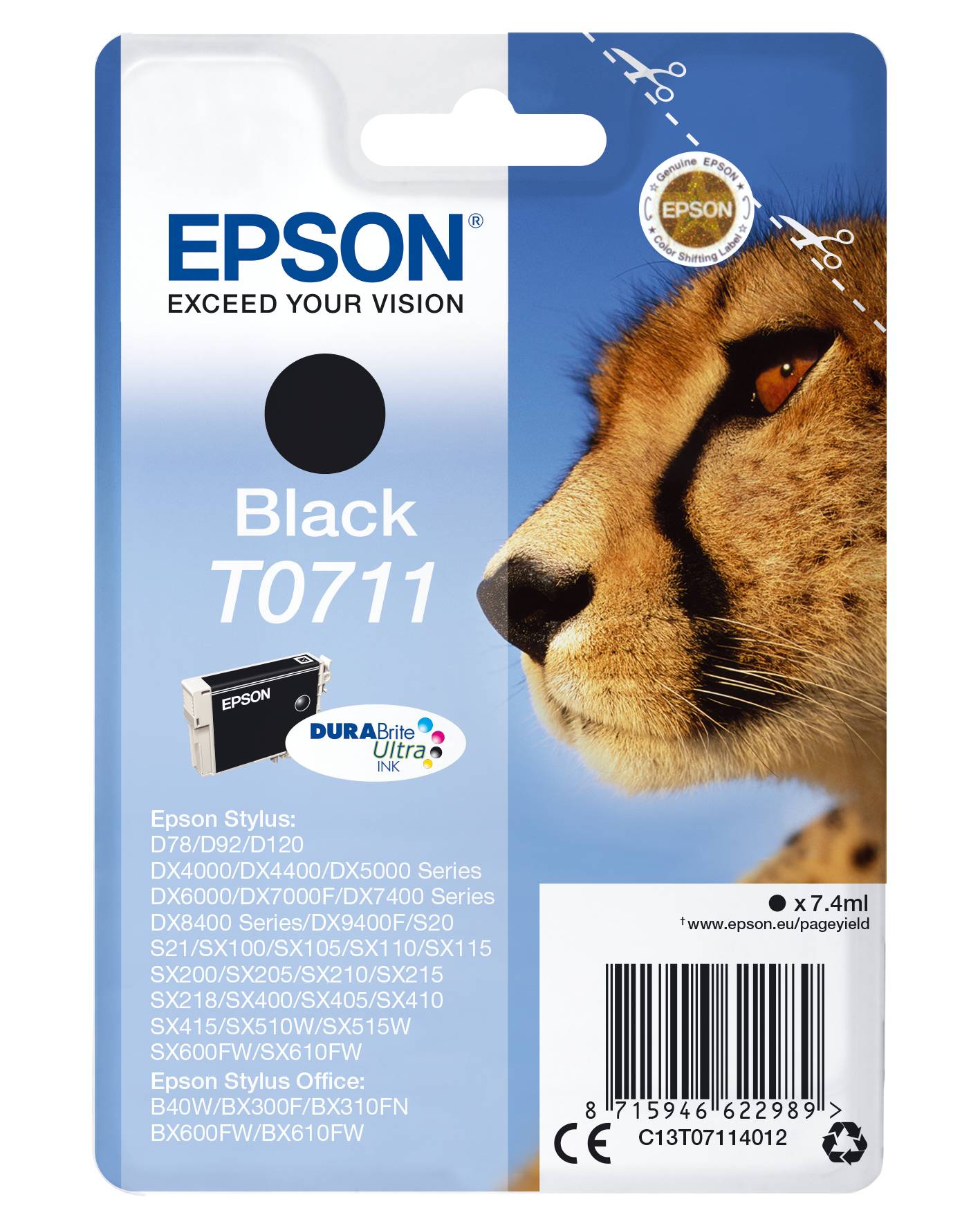 Epson T0711 - 7 ml - Schwarz - Original - Tintenpatrone