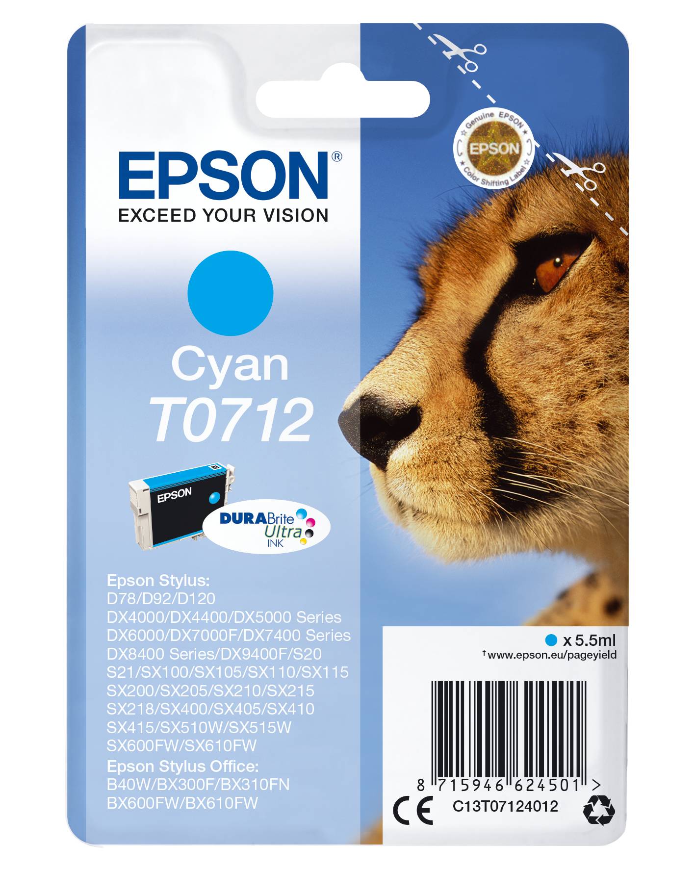 Epson T0712 - 5.5 ml - Cyan - Original - Tintenpatrone