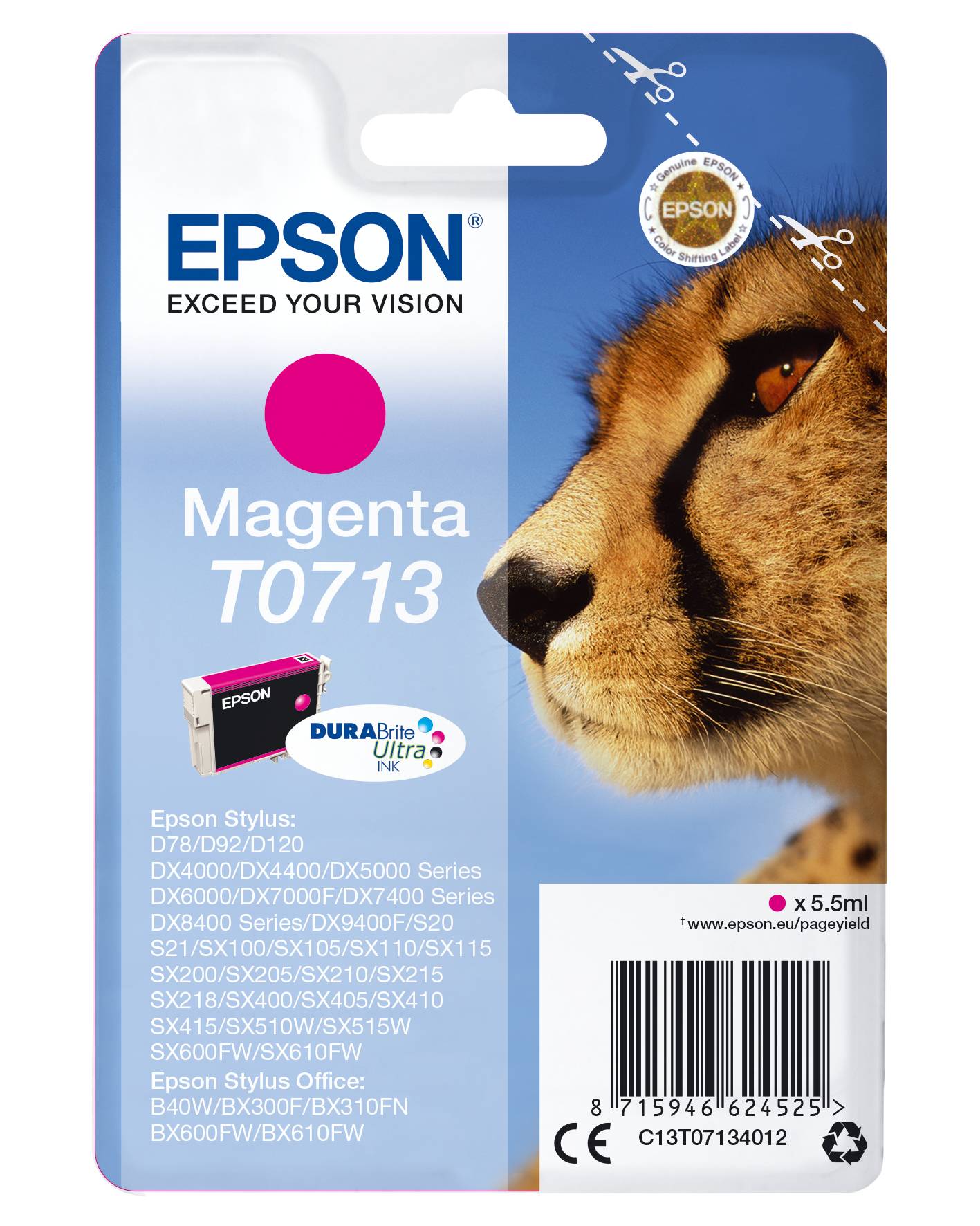 Epson T0713 - 5.5 ml - Magenta - Original - Tintenpatrone
