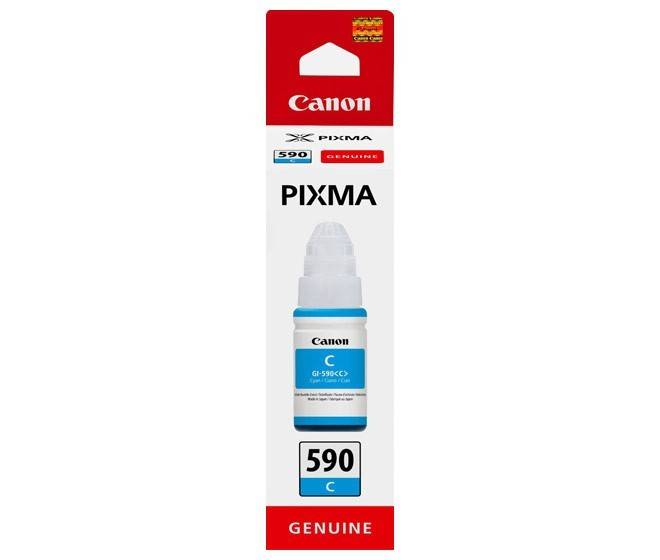 Canon PIXMA Tintenflasche, Modell 590 C, Farbe Cyan, Original-Produktverpackung.