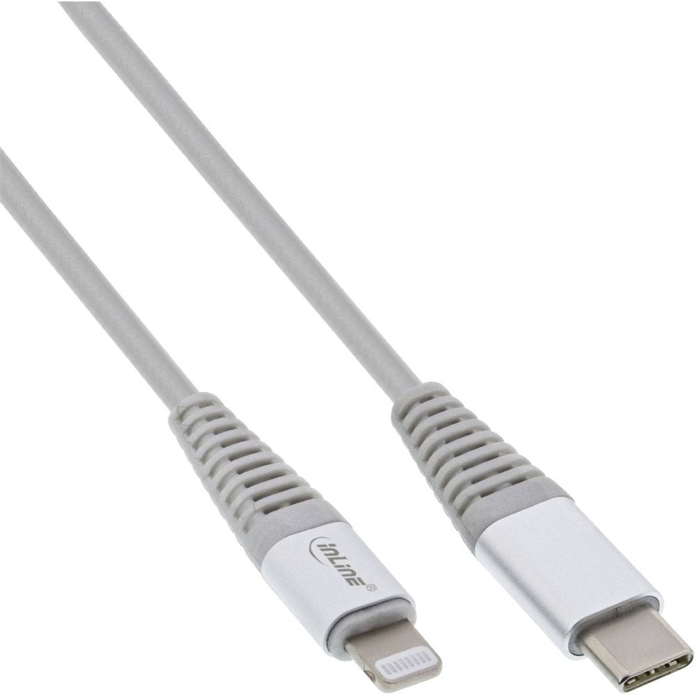 InLine - Lightning-Kabel - Lightning männlich bis USB-C männlich - 2 m - Silber - für Apple iPad/iPhone/iPod (Lightning)