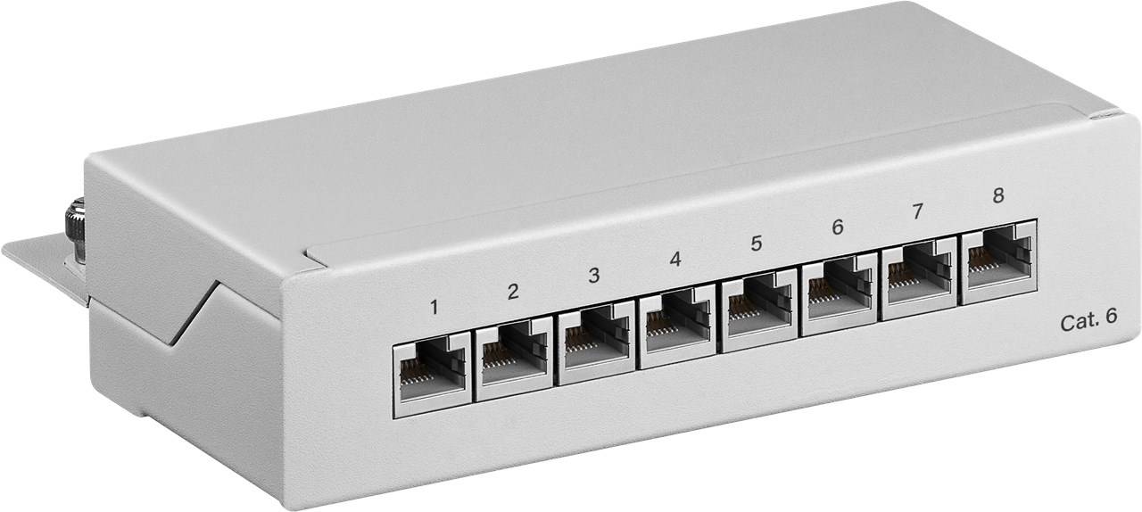 goobay CAT 6 Mini/Desktop Patch Panel 8 Port grau (Bulk)