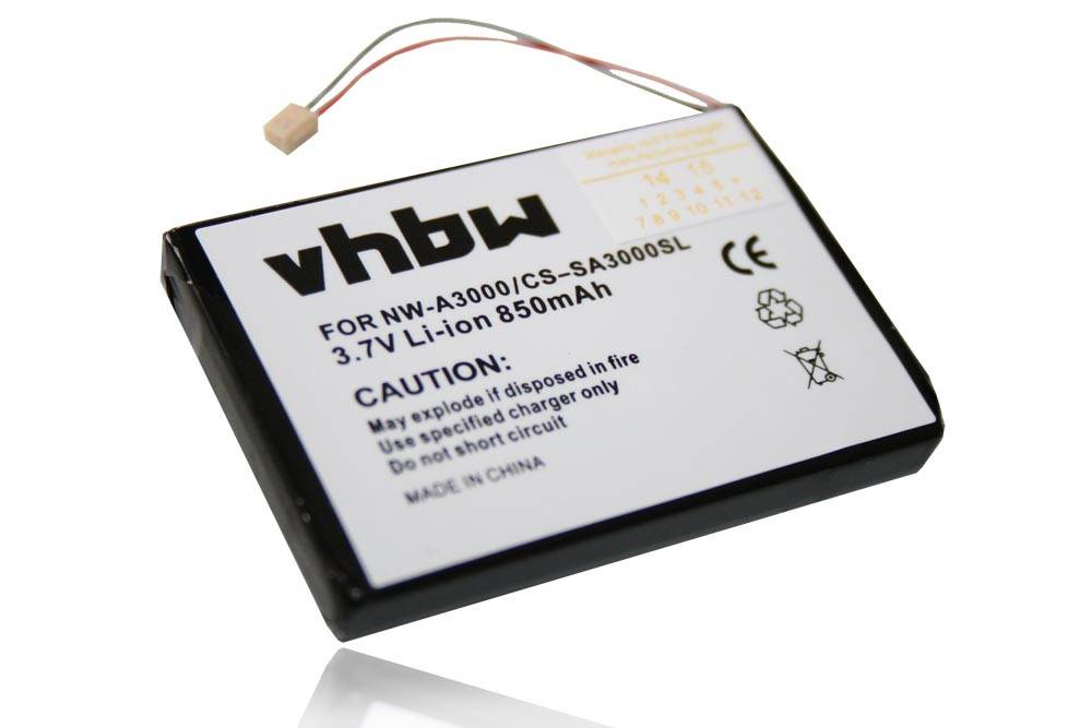 Li-Ion-Akku - 850mAh (3.7V) - für Sony NW-A3000 MP3-Player, Musik Player