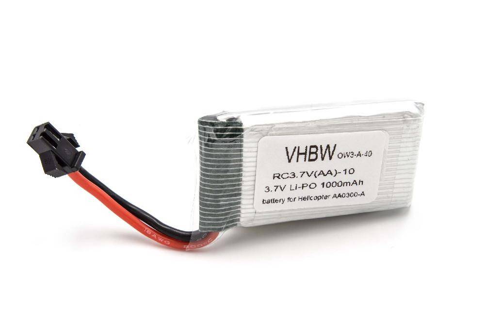 Li-Ion-Akku 1000mAh 3.7V für Modellbau Helicopter Zoopa AA0300-A ca. 108 x 20 x 10mm