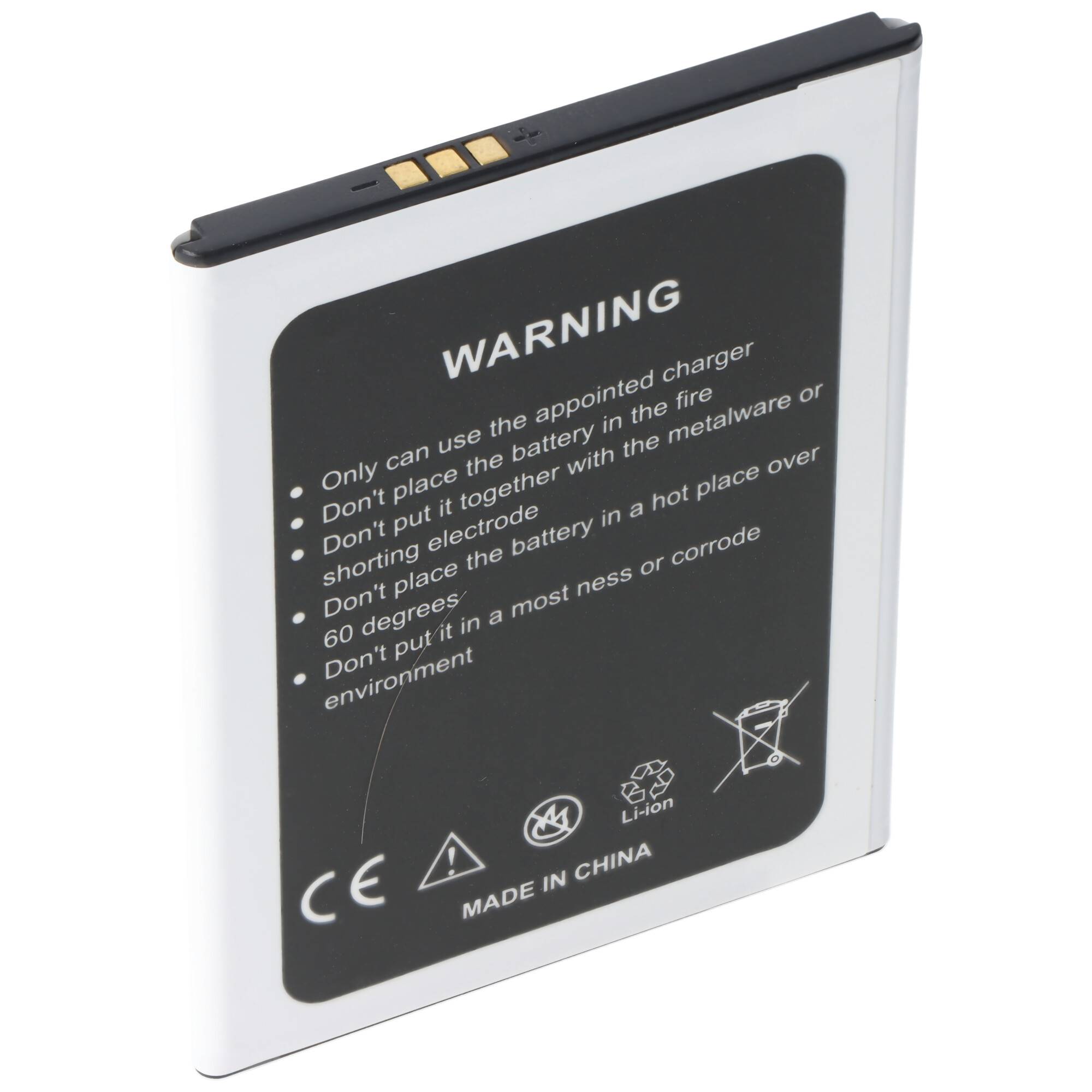 Li-Ion-Akku 3000mAh 3.8V kompatibel für Handy HomTom HT37, 76,9 x 58,3 x 4,2mm