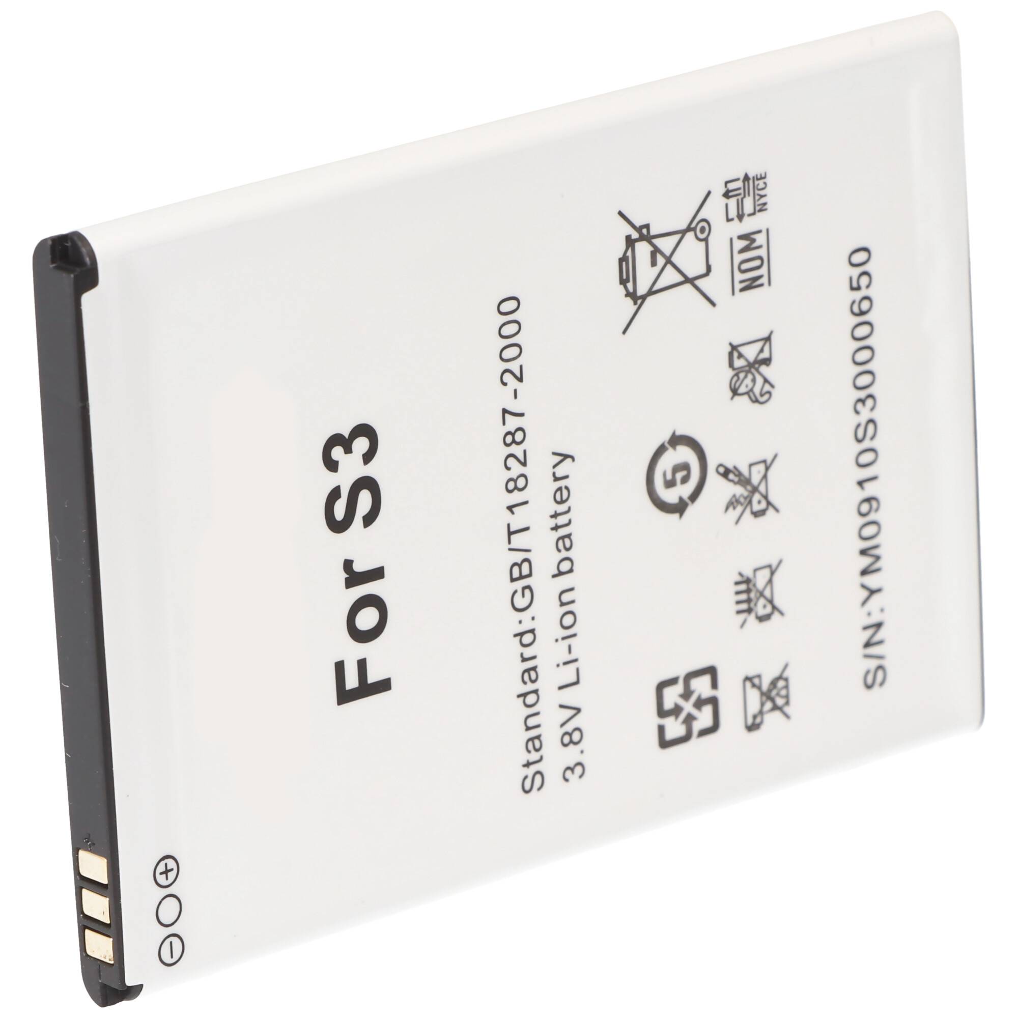 Li-Ion-Akku - 3000mAh 3.8V für Handy, Smartphone, Telefon wie JY-S3