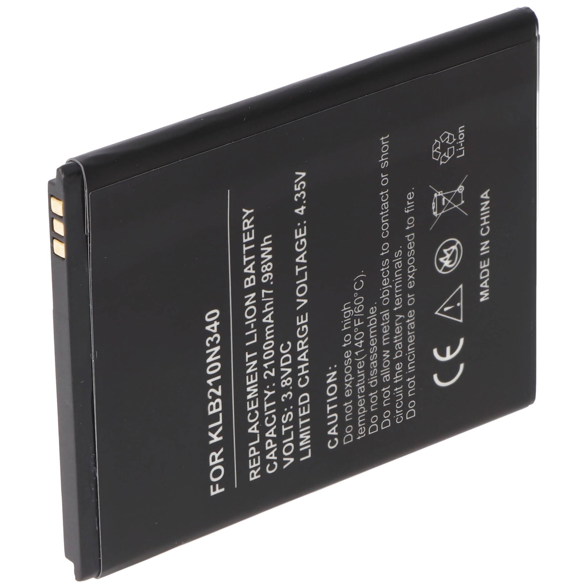 Akku passend für Konka R5 Akkutyp KLB210N340, 2100mAh, 3.8V, ca. 75,9x58,4x 4,3mm