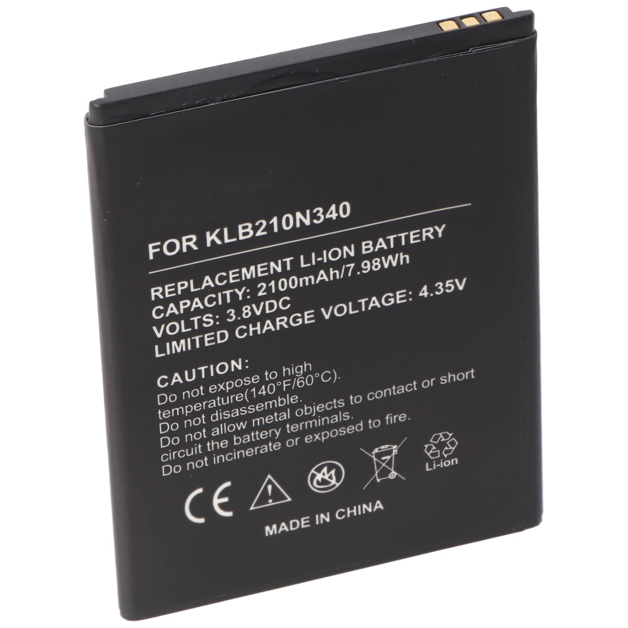 Akku passend für Konka R5 Akkutyp KLB210N340, 2100mAh, 3.8V, ca. 75,9x58,4x 4,3mm