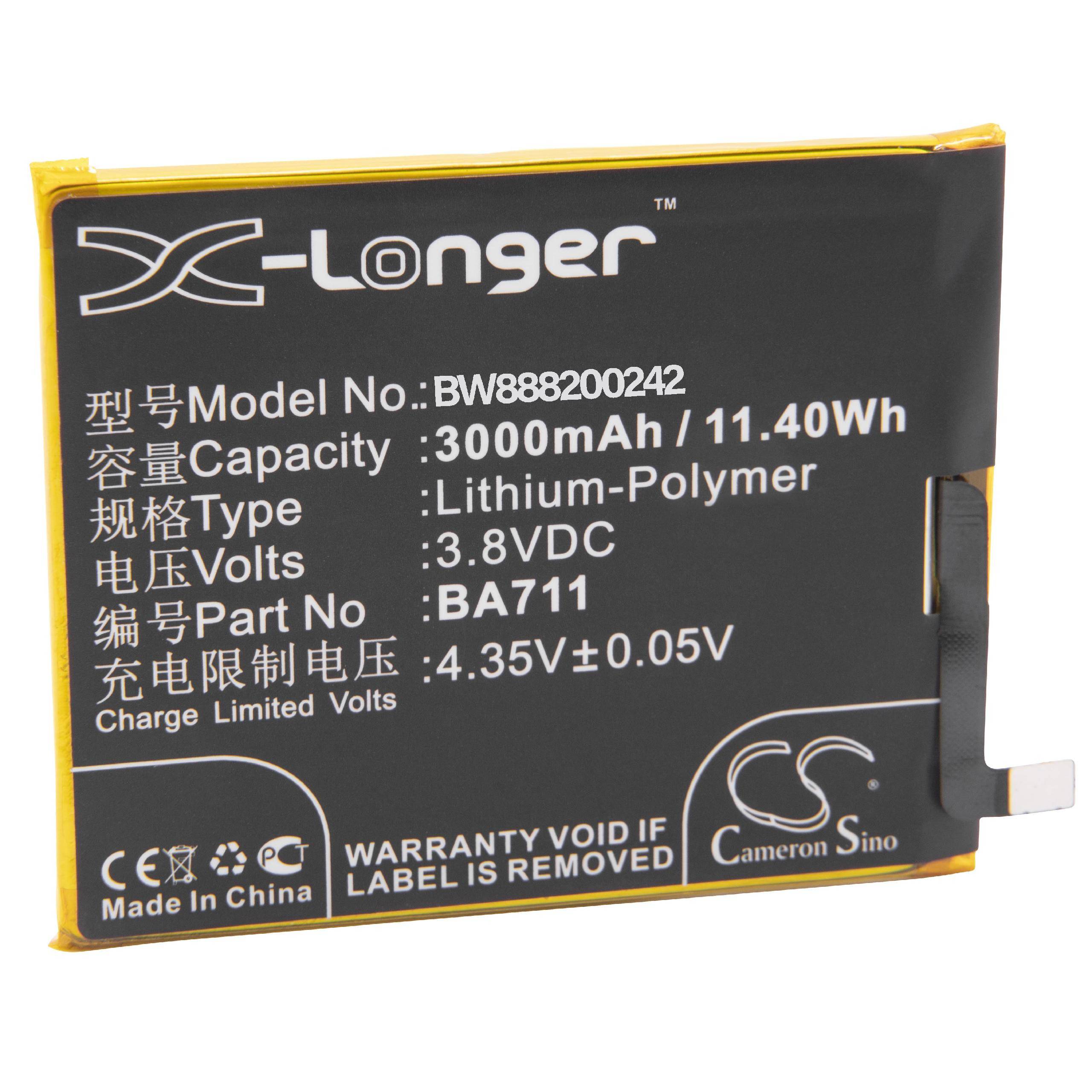 Li-Polymer-Akku - 3000mAh (3.8V) für Handy, Smartphone, Telefon wie Meilan BA711Meizu BA711