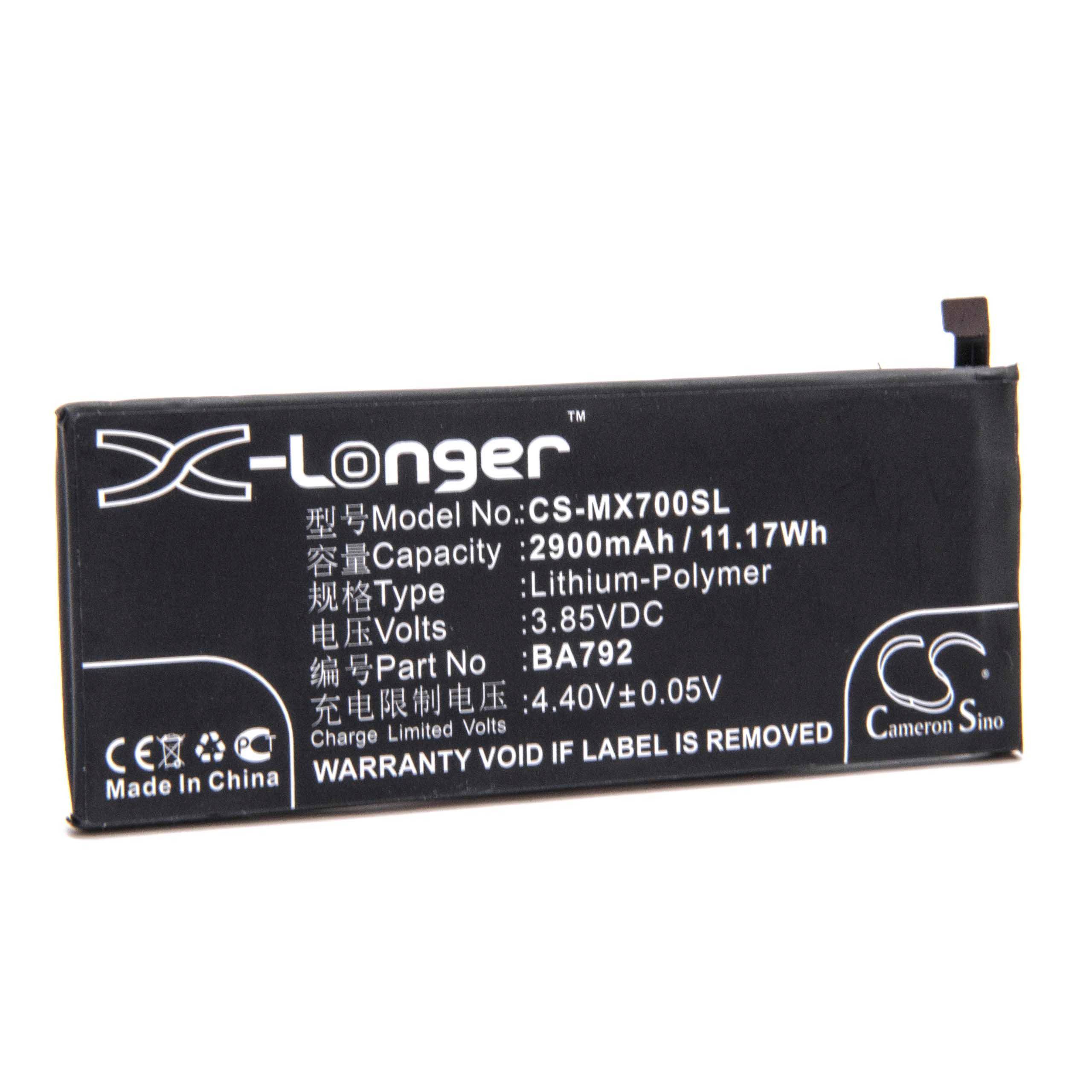 Li-Polymer-Akku - 2900mAh (3.85V) für Handy, Smartphone, Telefon wie Meizu BA791, BA792