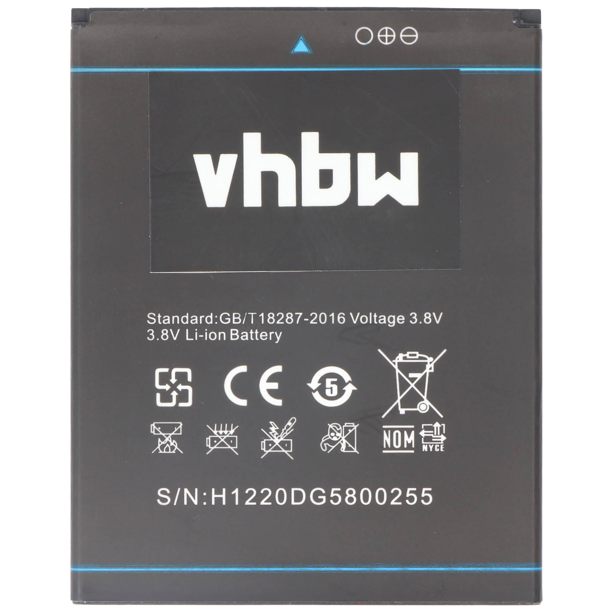 Akku für Doogee DG-580, Doogee KISSME, DG580 Doogee H0920DG5800255, H1220DG5800255, 3.8V, 2500mAh, 79,5 x 63 x 3,4 mm