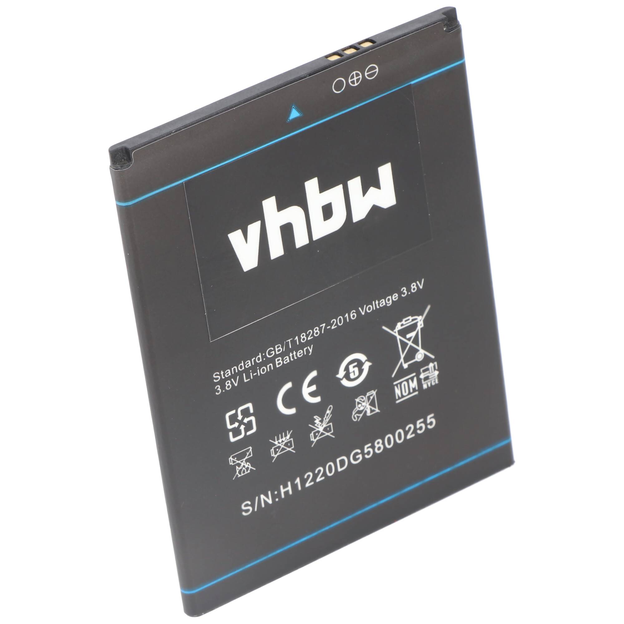 Akku für Doogee DG-580, Doogee KISSME, DG580 Doogee H0920DG5800255, H1220DG5800255, 3.8V, 2500mAh, 79,5 x 63 x 3,4 mm