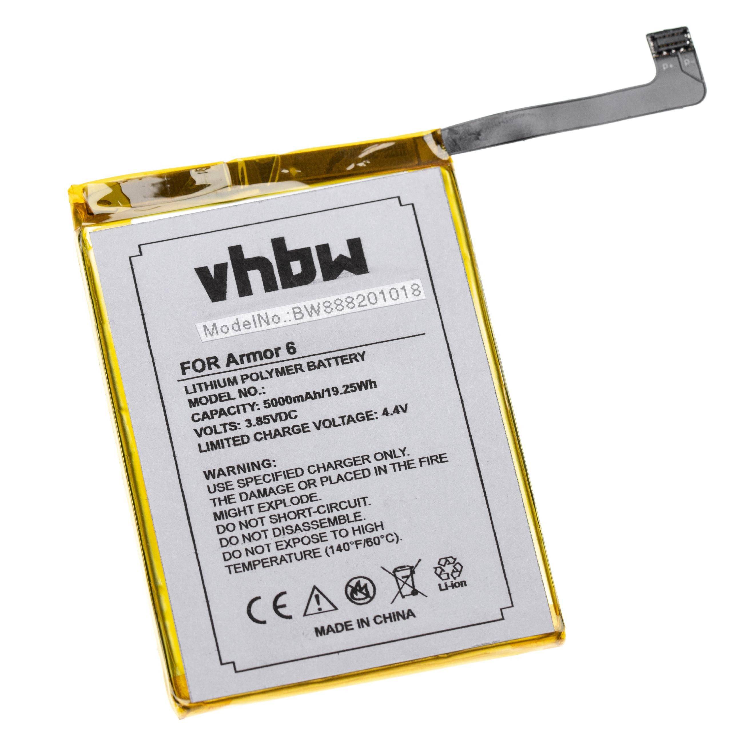 Li-Polymer-Akku ohne Werkzeug - 5000mAh (3.8V) für Ulefone Armor 6 Handy, Smartphone, Telefon wie Armor6
