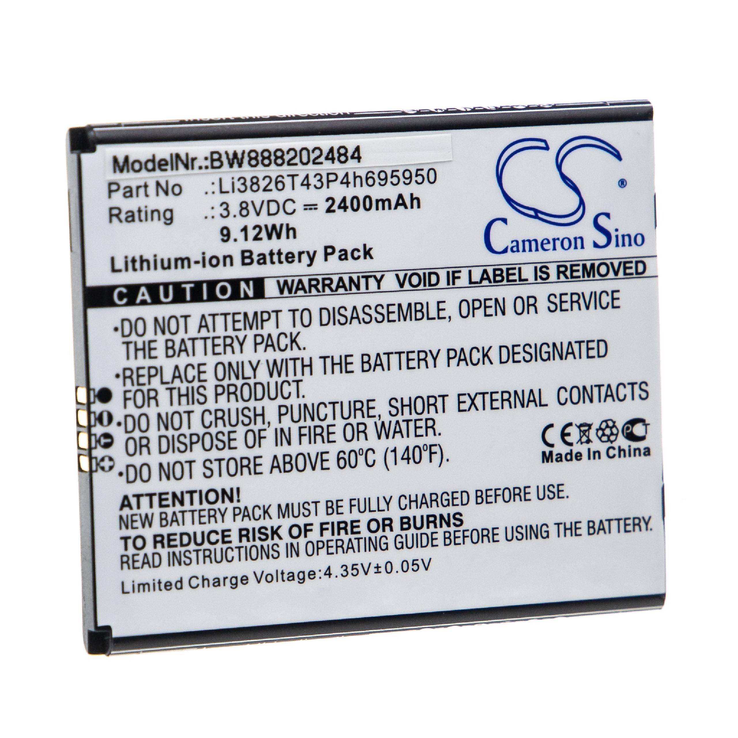 Li-Ion-Akku - 2400mAh (3.8V) für Telstra Essential Smart 3, ZTE Blade Handy, Smartphone, Telefon wie ZTE Li3826T43P4h695