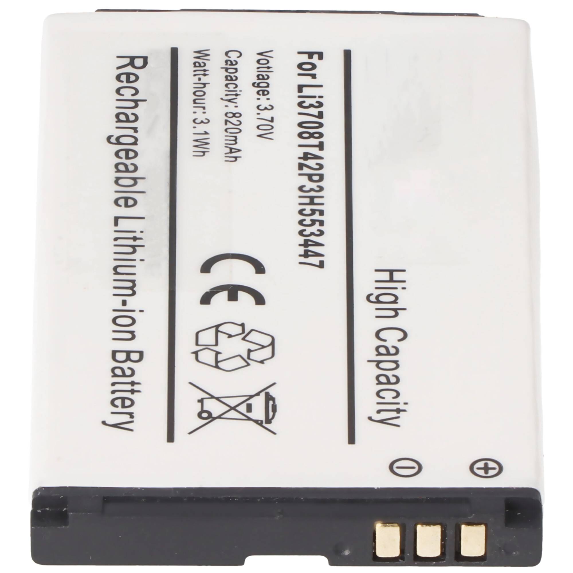 Li-Ion-Akku nur passend für Li3707T42P3h553447, Li3708T42P3h553447, 54,4x34,07x4,48mm