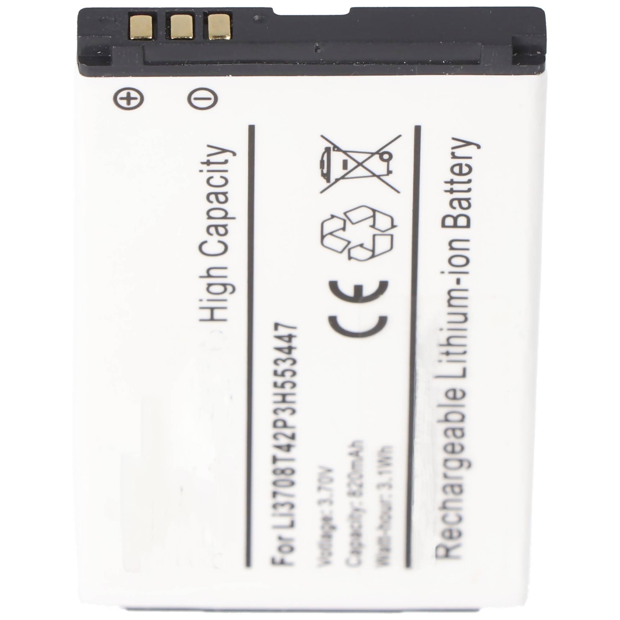 Li-Ion-Akku nur passend für Li3707T42P3h553447, Li3708T42P3h553447, 54,4x34,07x4,48mm