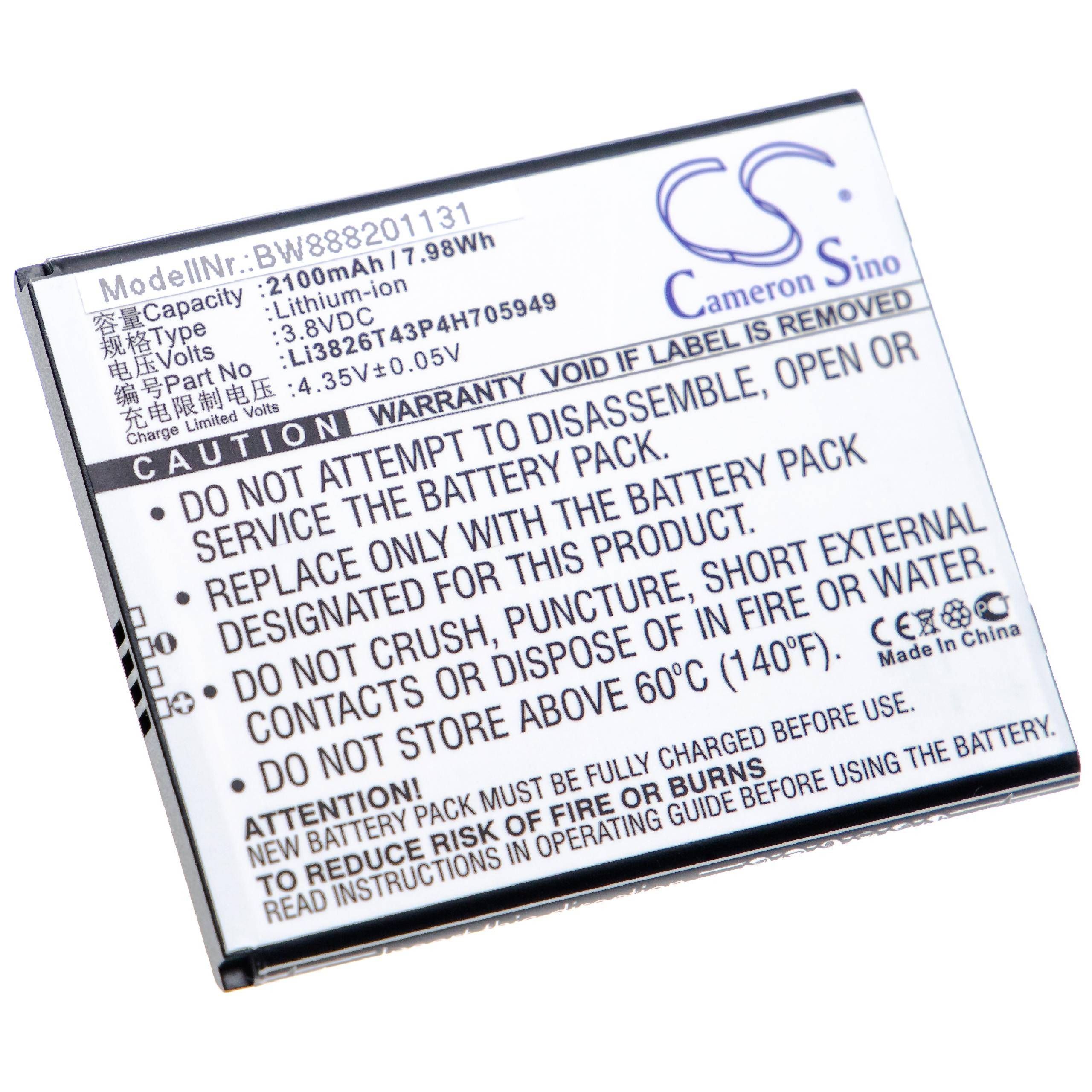 Li-Ion-Akku - 2100mAh (3.8V) für ZTE BA530 Handy, Smartphone, Telefon wie ZTE Li3826T43P4H705949