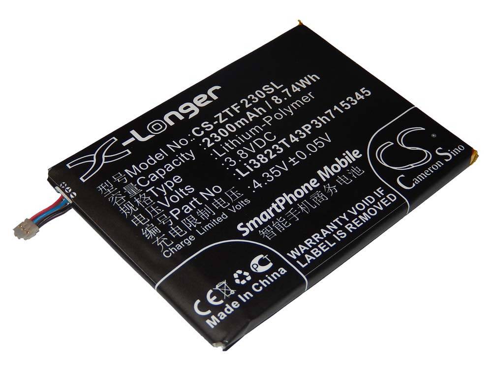 Li-Polymer-Akku - 2300mAh (3.8V) für Handy, Smartphone, Telefon wie ZTE Li3823T43P3h715345-H