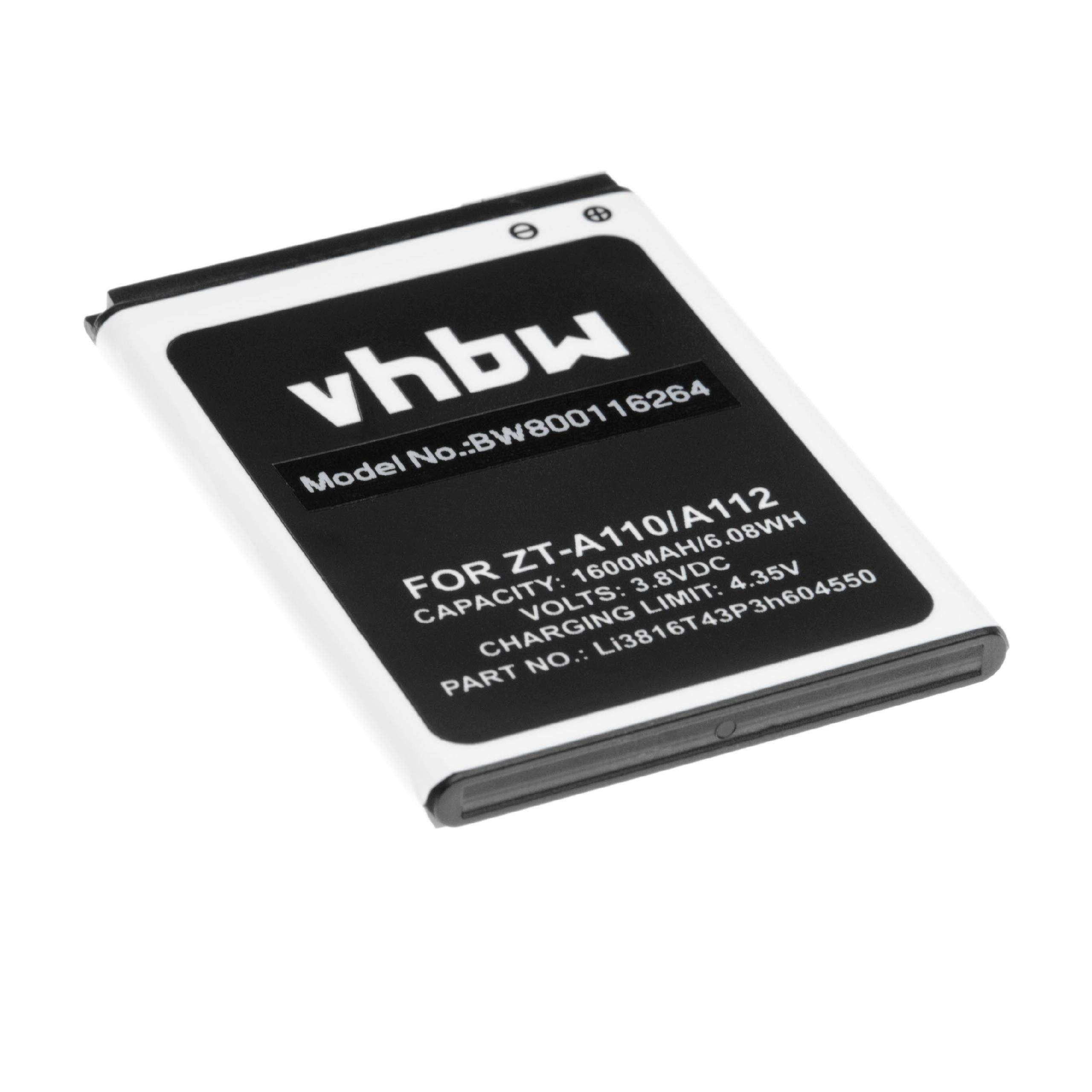 Li-Ion-Akku - 1600mAh (3.8V) für Handy, Smartphone, Telefon wie ZTE Li3715T42P3h604550