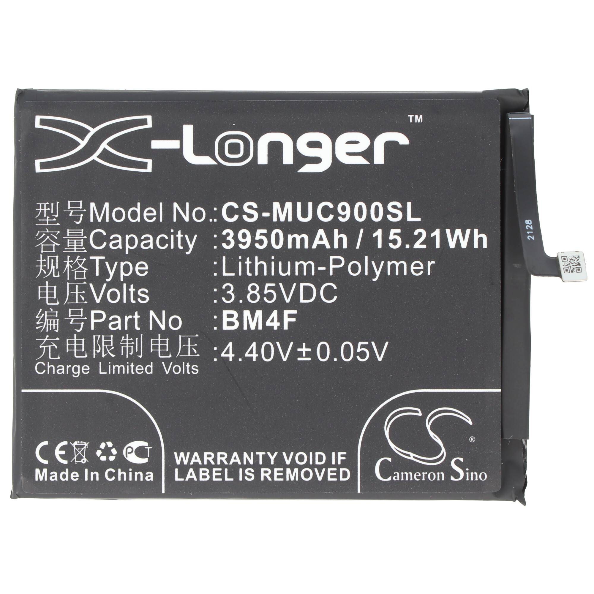 X-Longer Lithium-Polymer-Akku mit der Bezeichnung CS-MUC900SL, 3950mAh, 15,21Wh, 3,85VDC, für Cameron Sino Geräte.