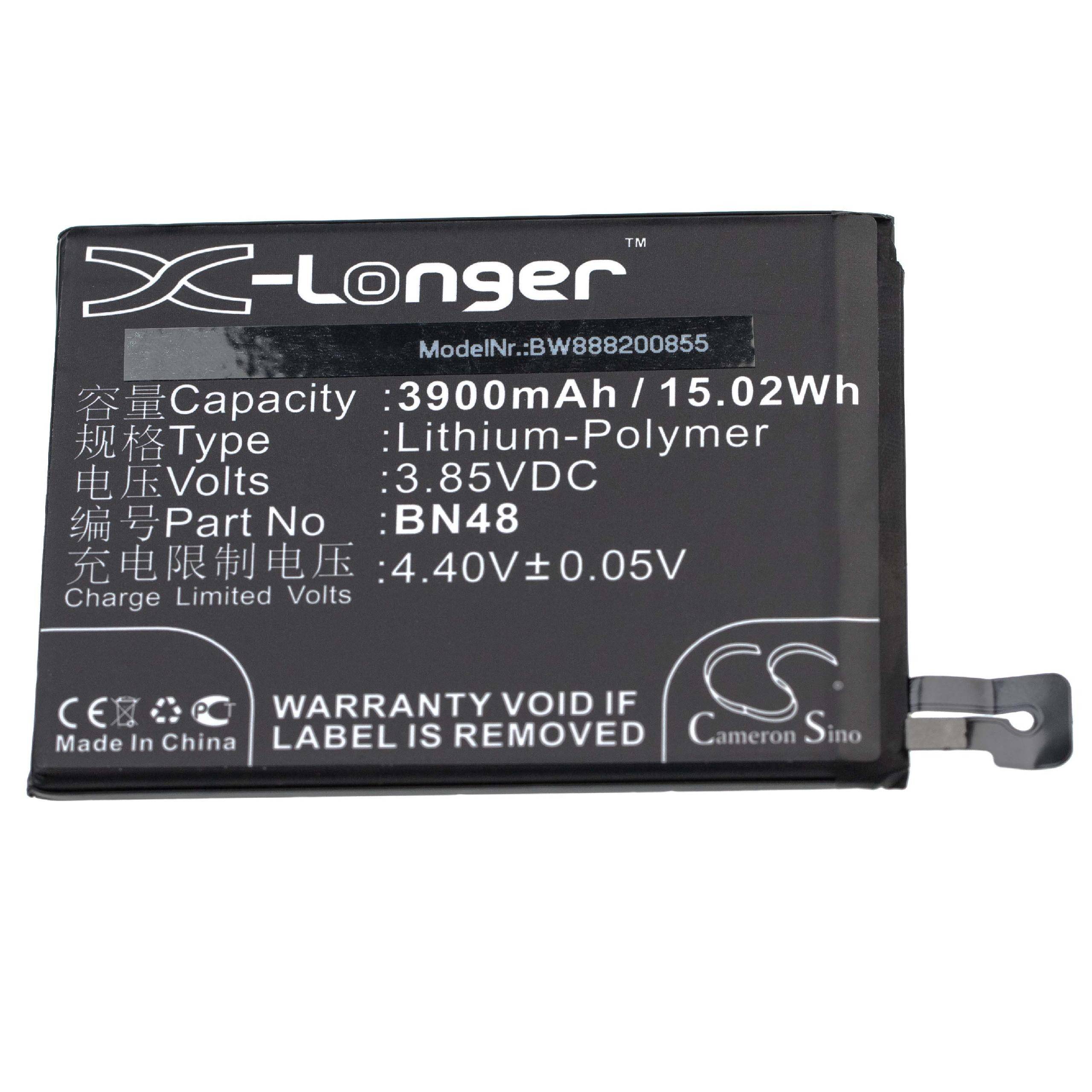 Li-Polymer-Akku - 3900mAh (3.85V) für Xiaomi Redmi Note 6 Pro u.a. Handy, Smartphone, Telefon wie Xiaomi BN48