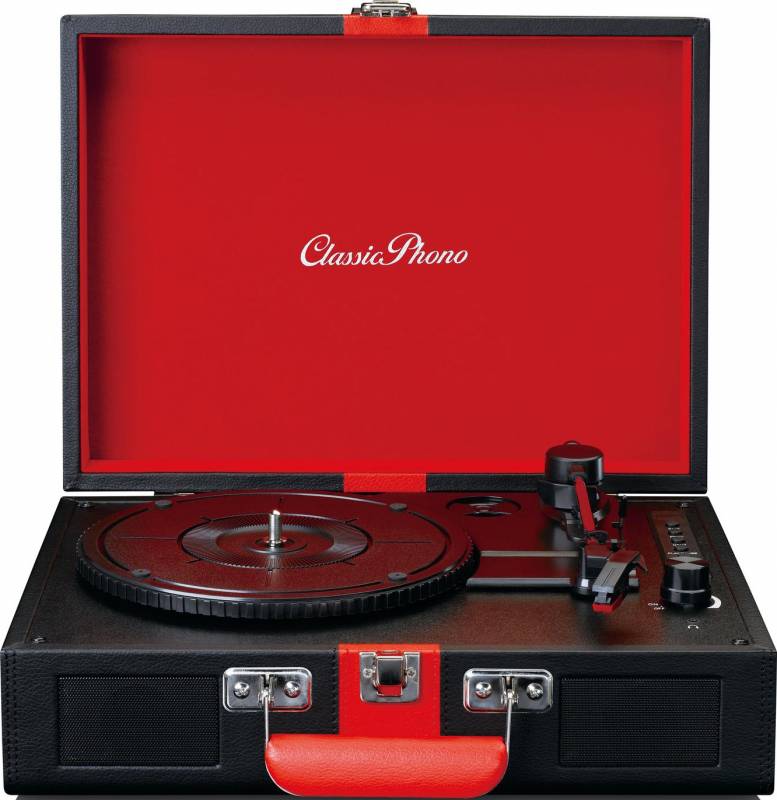 2 Stück Lenco Koffer-Plattenspieler TT-110 Black Red