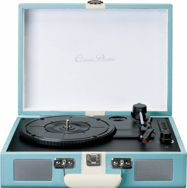 2 Stück Lenco Koffer-Plattenspieler TT-110 Blue White